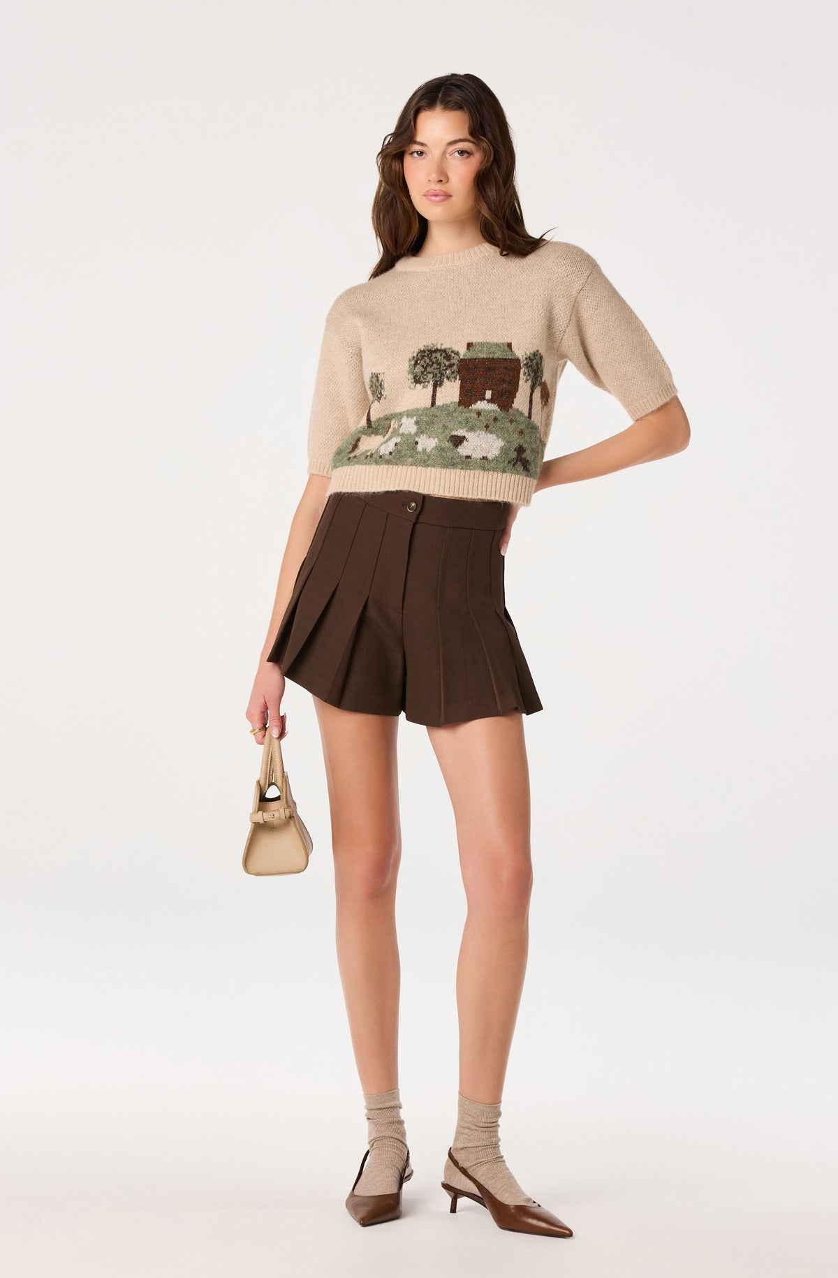 Colette Intarsia Short Sleeve Sweater