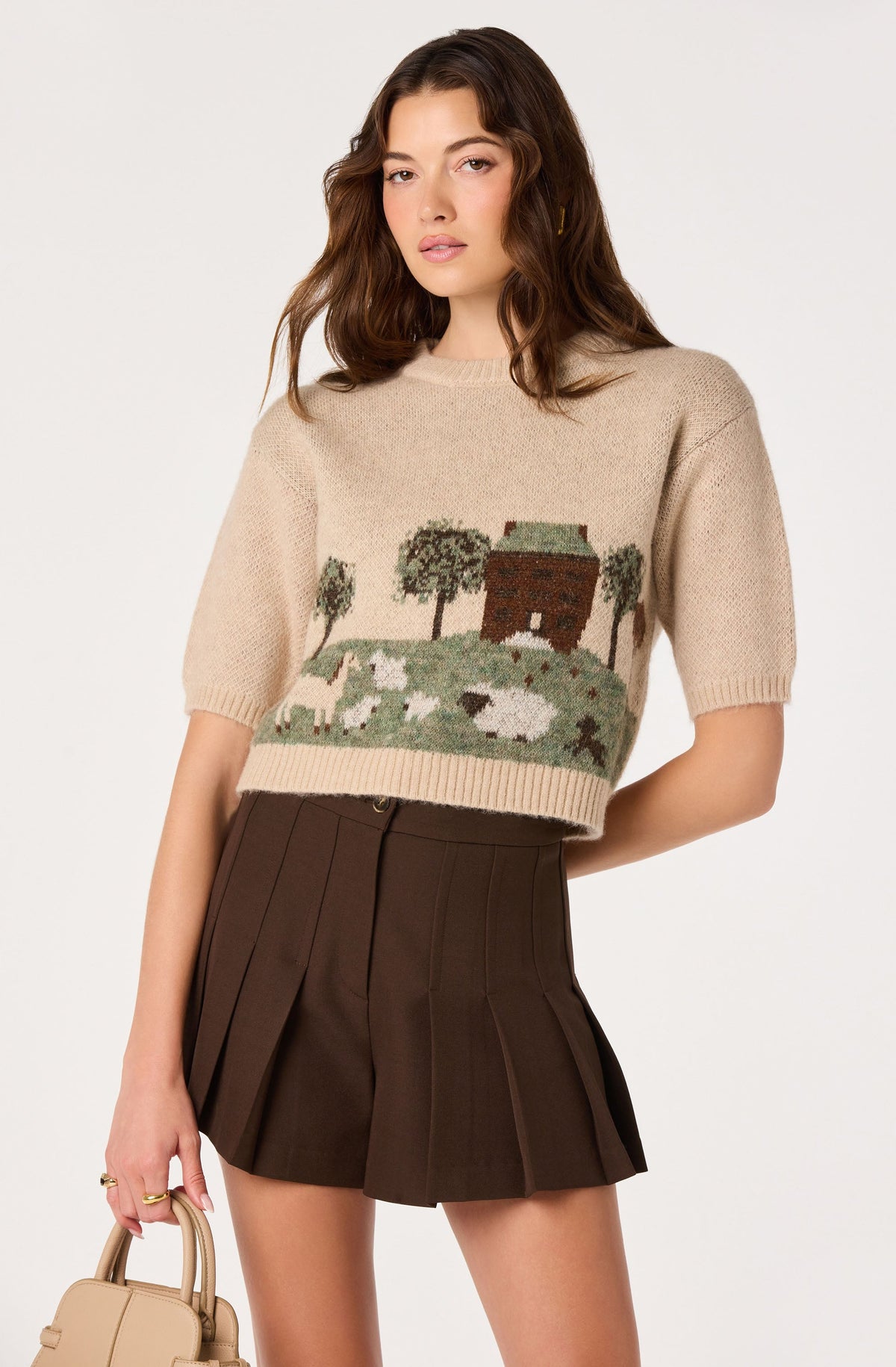 Colette Intarsia Short Sleeve Sweater