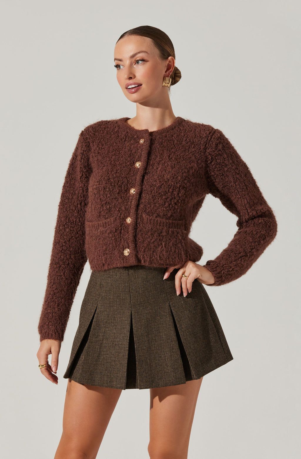 Myrtle Wool Blend Cardigan - Brown