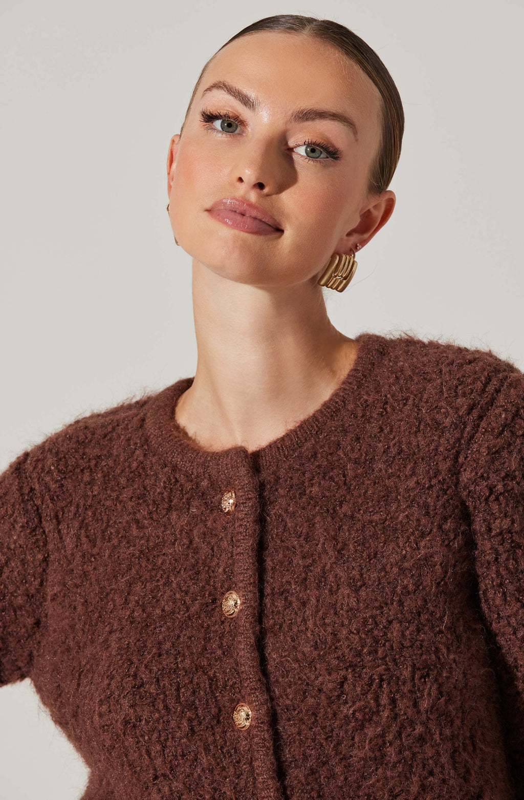 Myrtle Wool Blend Cardigan - Brown