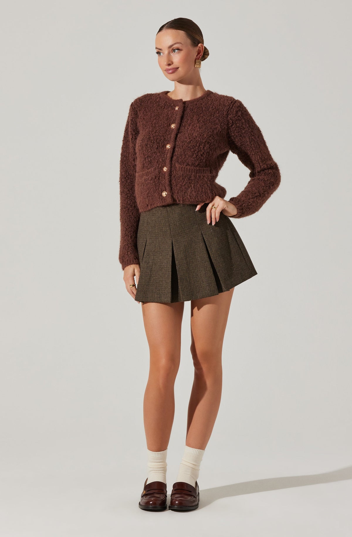 Myrtle Wool Blend Cardigan - Brown