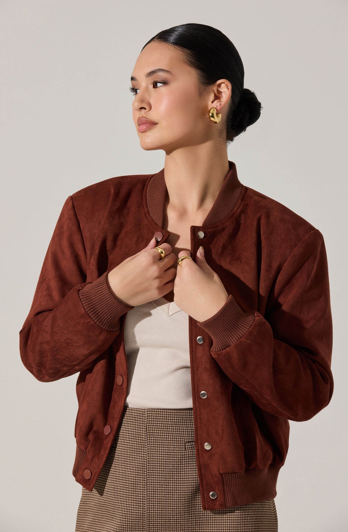 Olenna Faux Suede Bomber Jacket