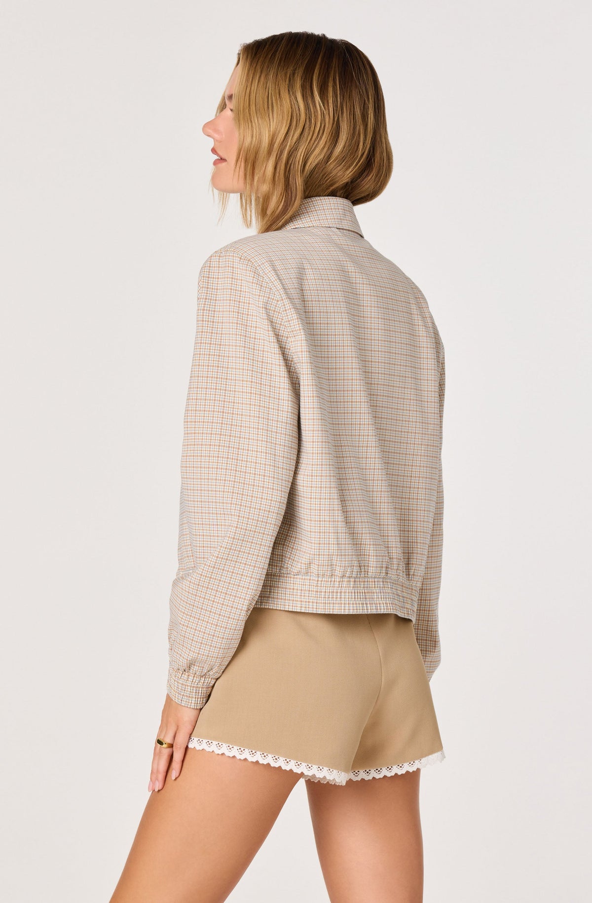 Reid Plaid Elastic Hem Jacket