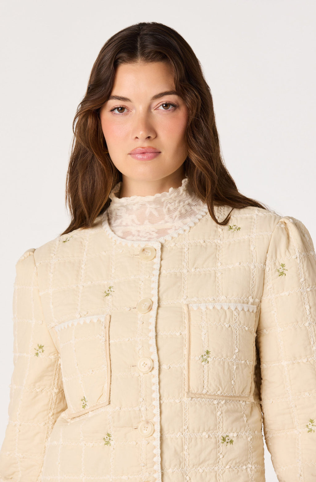 Belicia Quilted Floral Embroidered Jacket