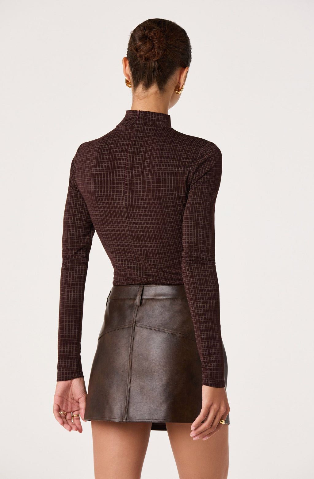 Lida Plaid Mock Neck Top