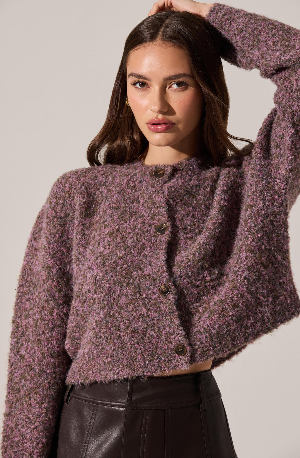 Sebille Textured Fuzzy Knit Cardigan