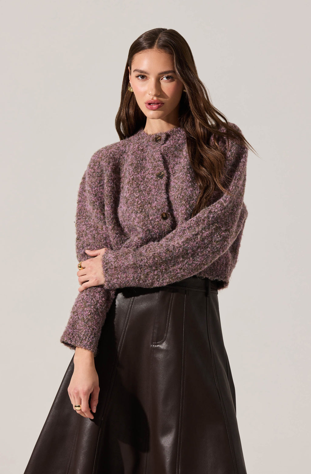 Sebille Textured Fuzzy Knit Cardigan