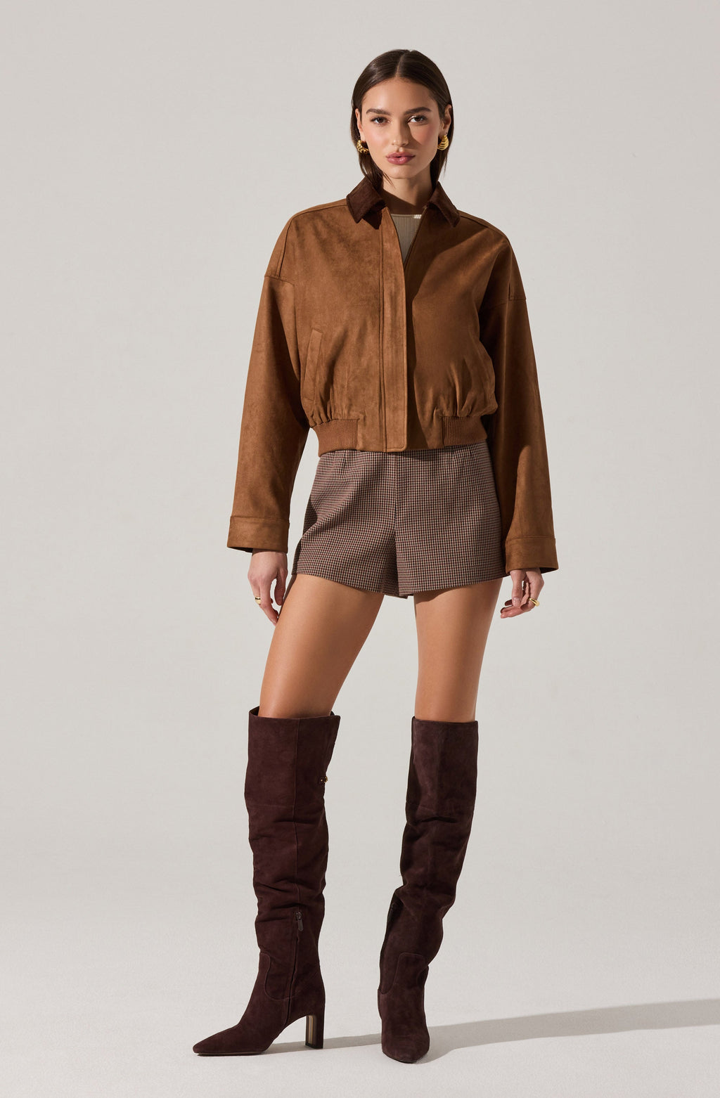 Sorine Faux Suede Bomber Jacket