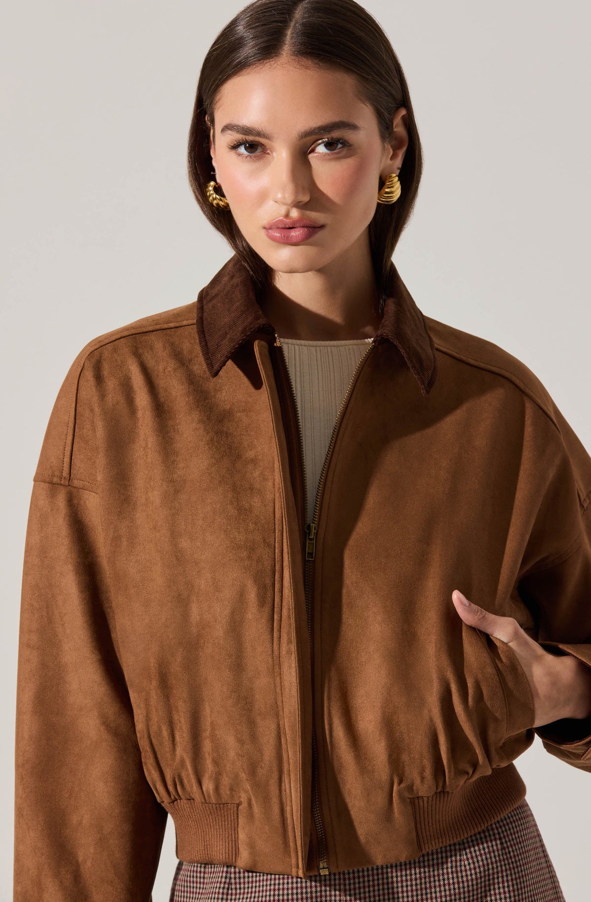 Sorine Faux Suede Bomber Jacket