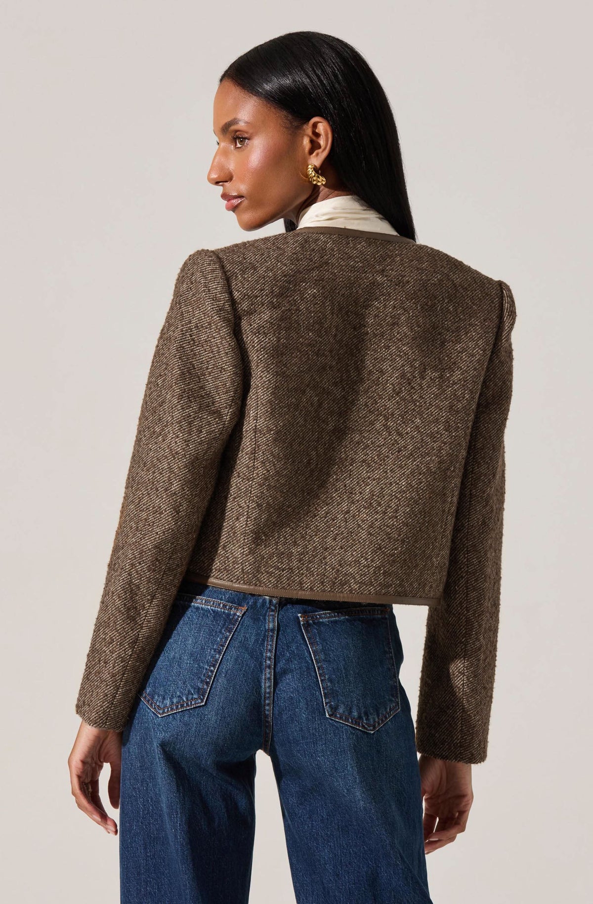 Chiara Faux Leather Trim Jacket