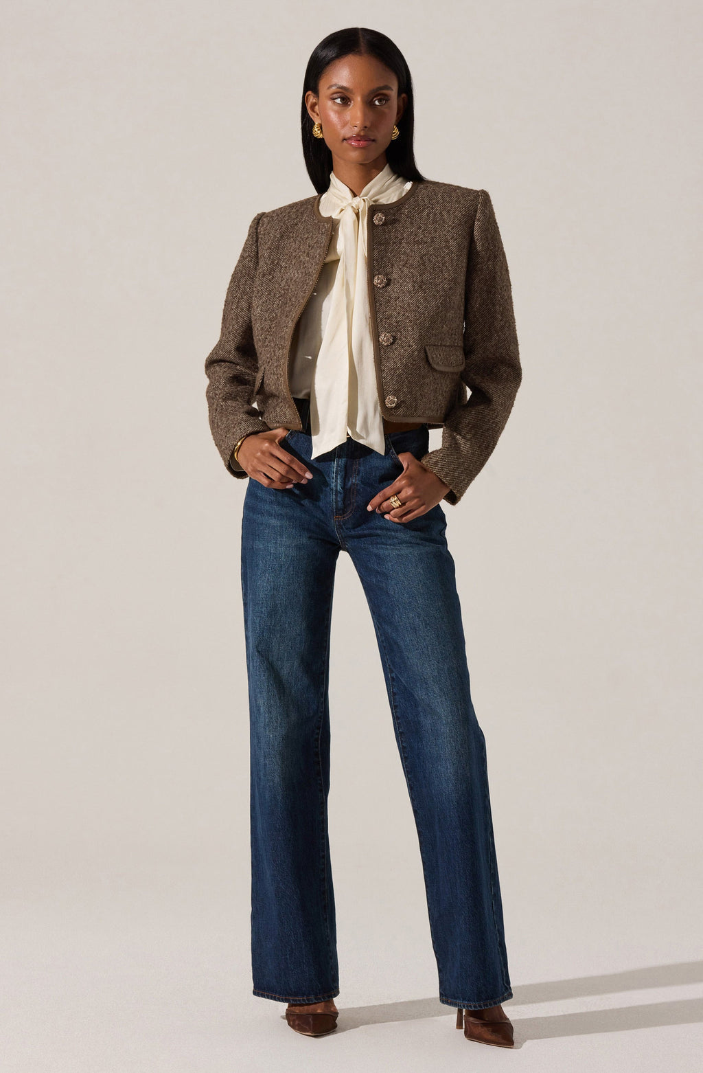 Chiara Faux Leather Trim Jacket