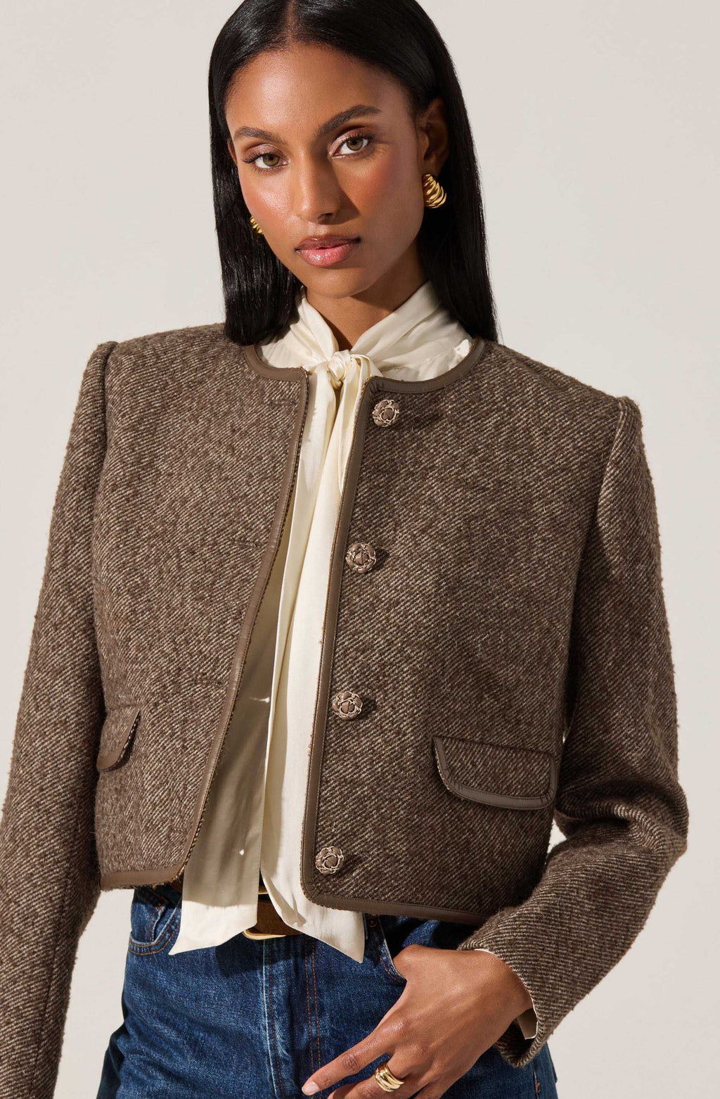 Chiara Faux Leather Trim Jacket