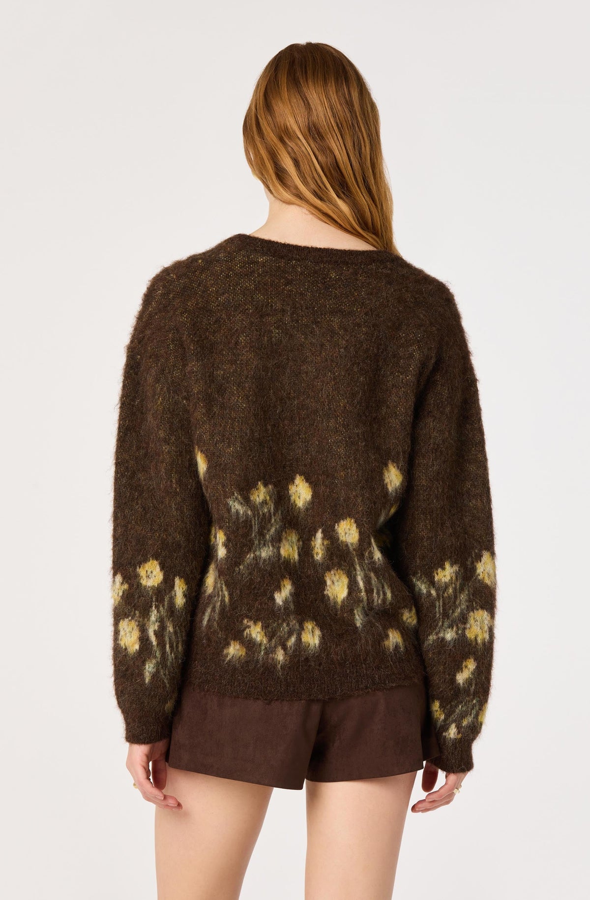 Bowie Brushed Floral V-Neck Sweater