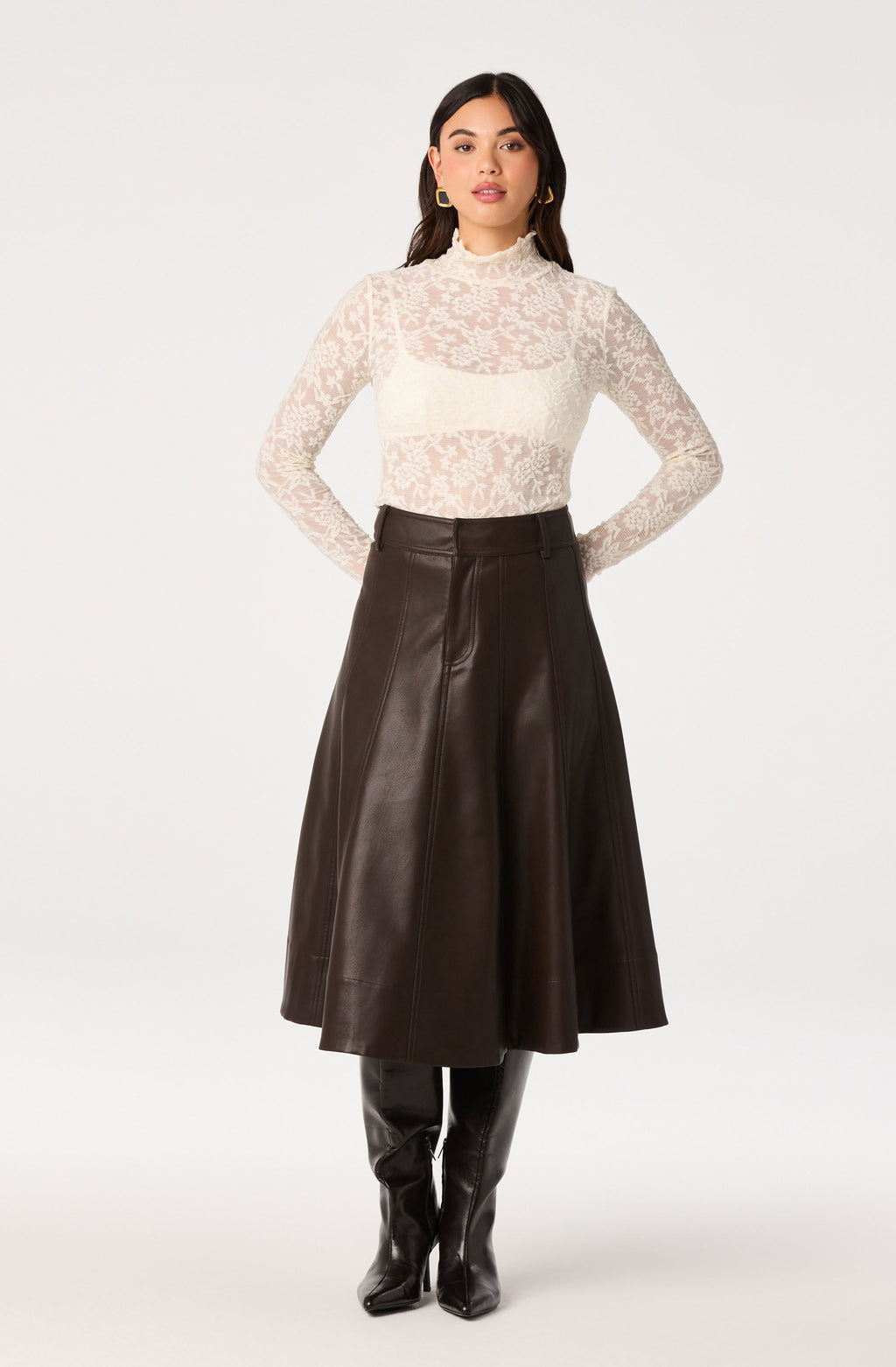 Kyra Sheer Mesh Mock Neck Top
