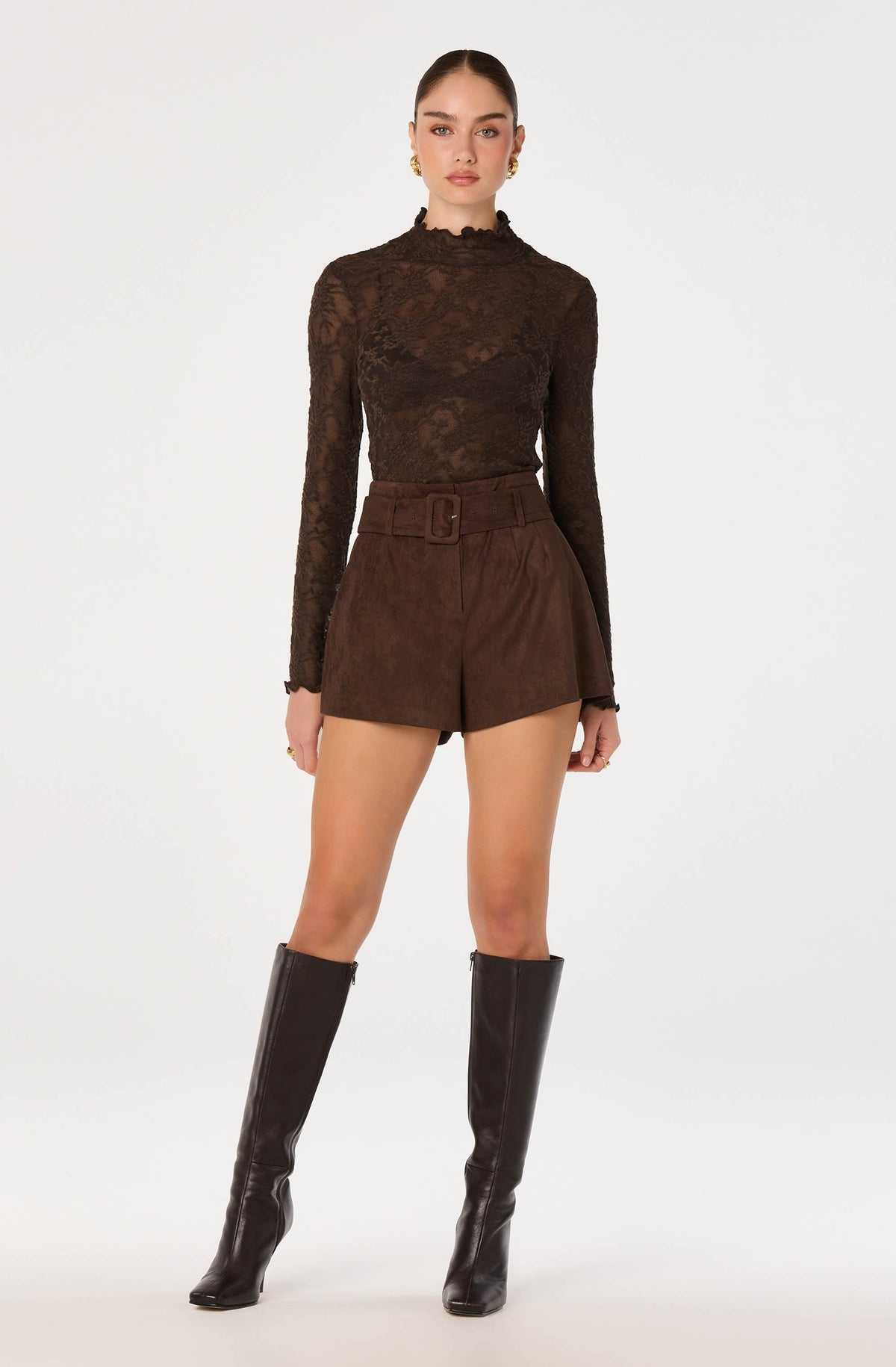 Kyra Sheer Mesh Mock Neck Top