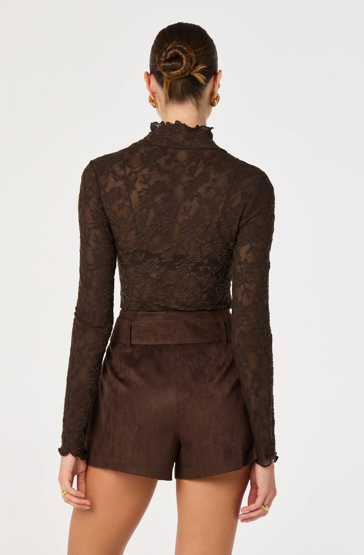 Kyra Sheer Mesh Mock Neck Top