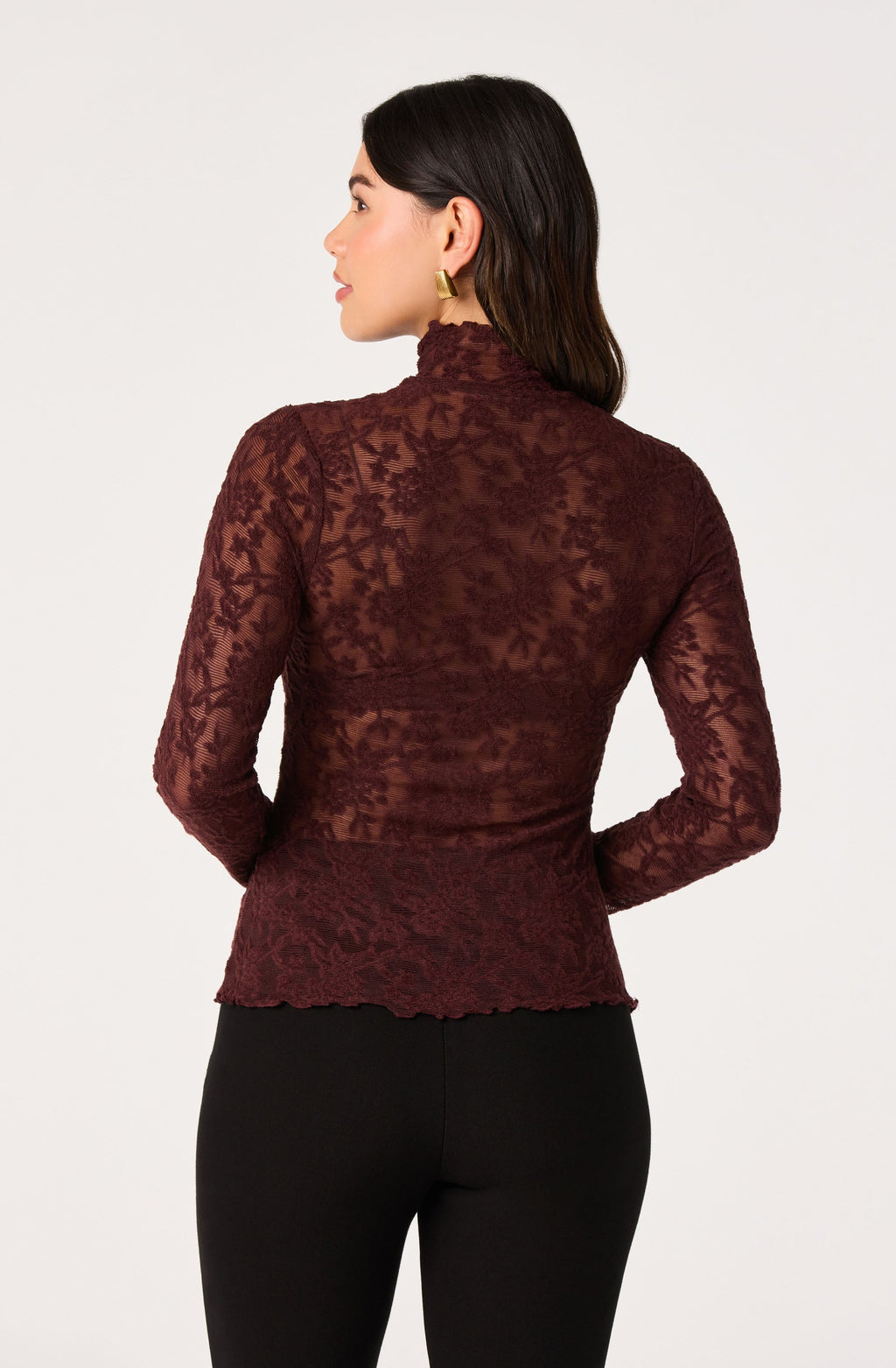 Kyra Sheer Mesh Mock Neck Top