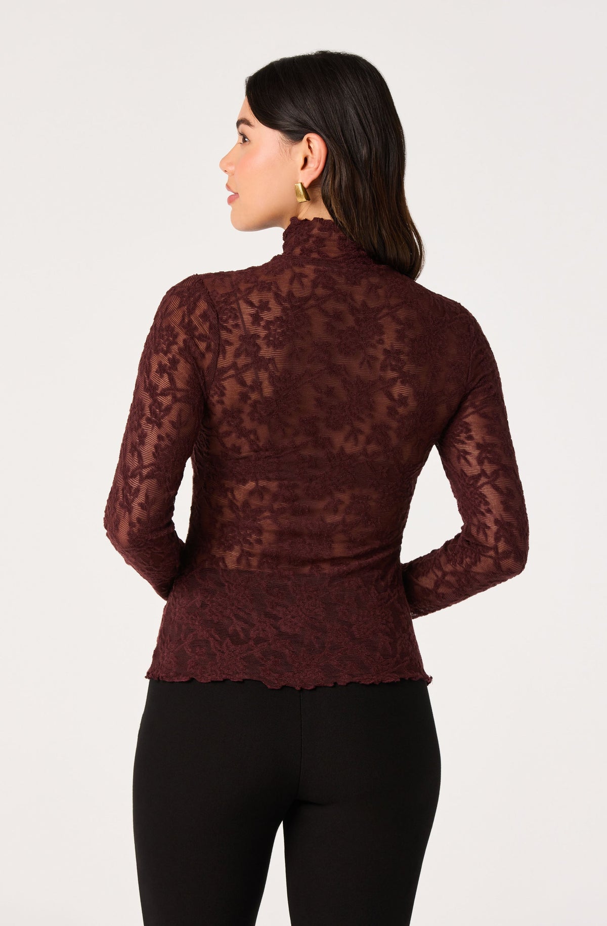 Kyra Sheer Mesh Mock Neck Top