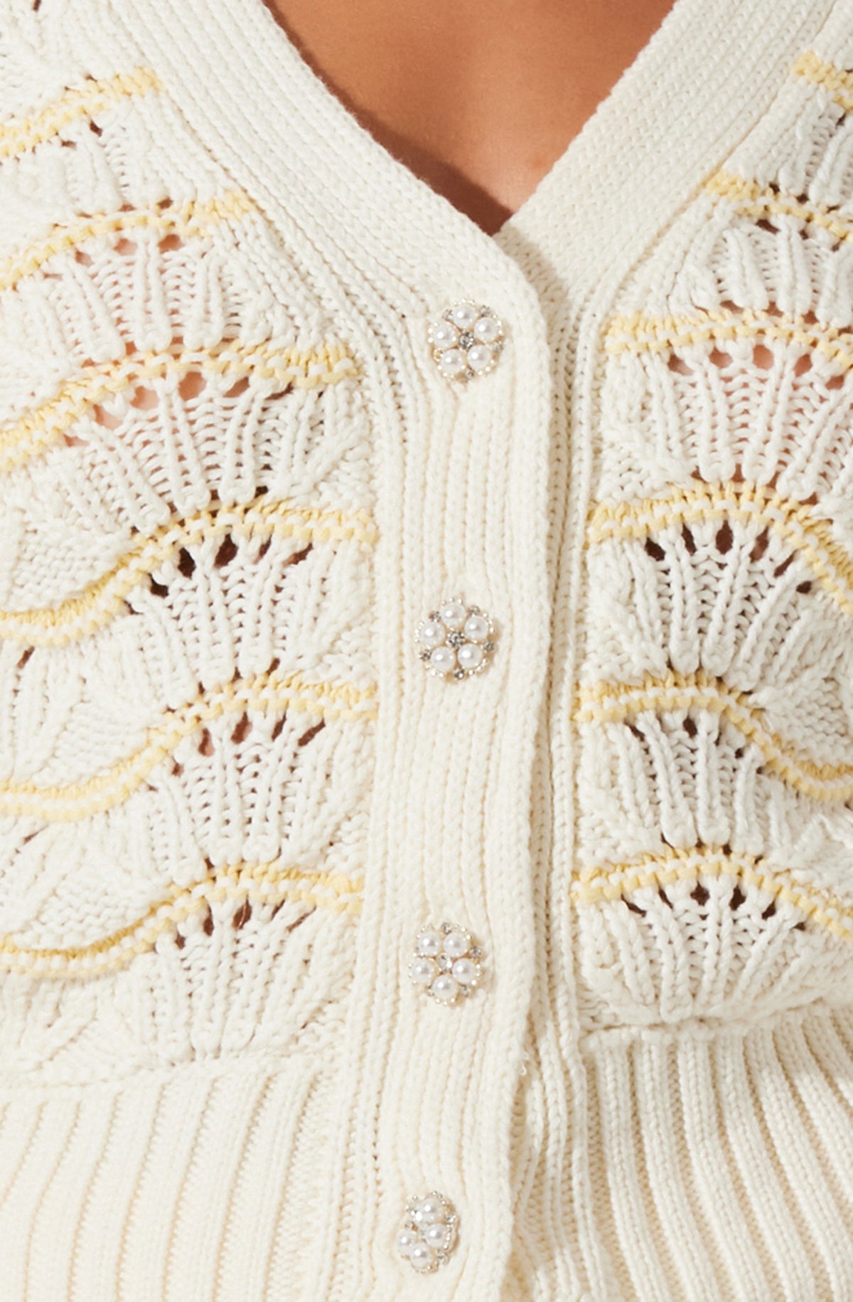 Janira Wavy Stripe Pointelle Cardigan