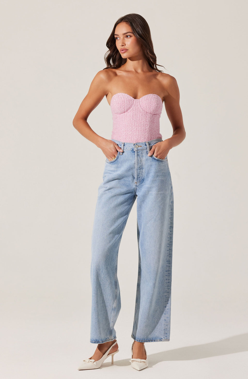 Indie Strapless Tweed Bustier Top