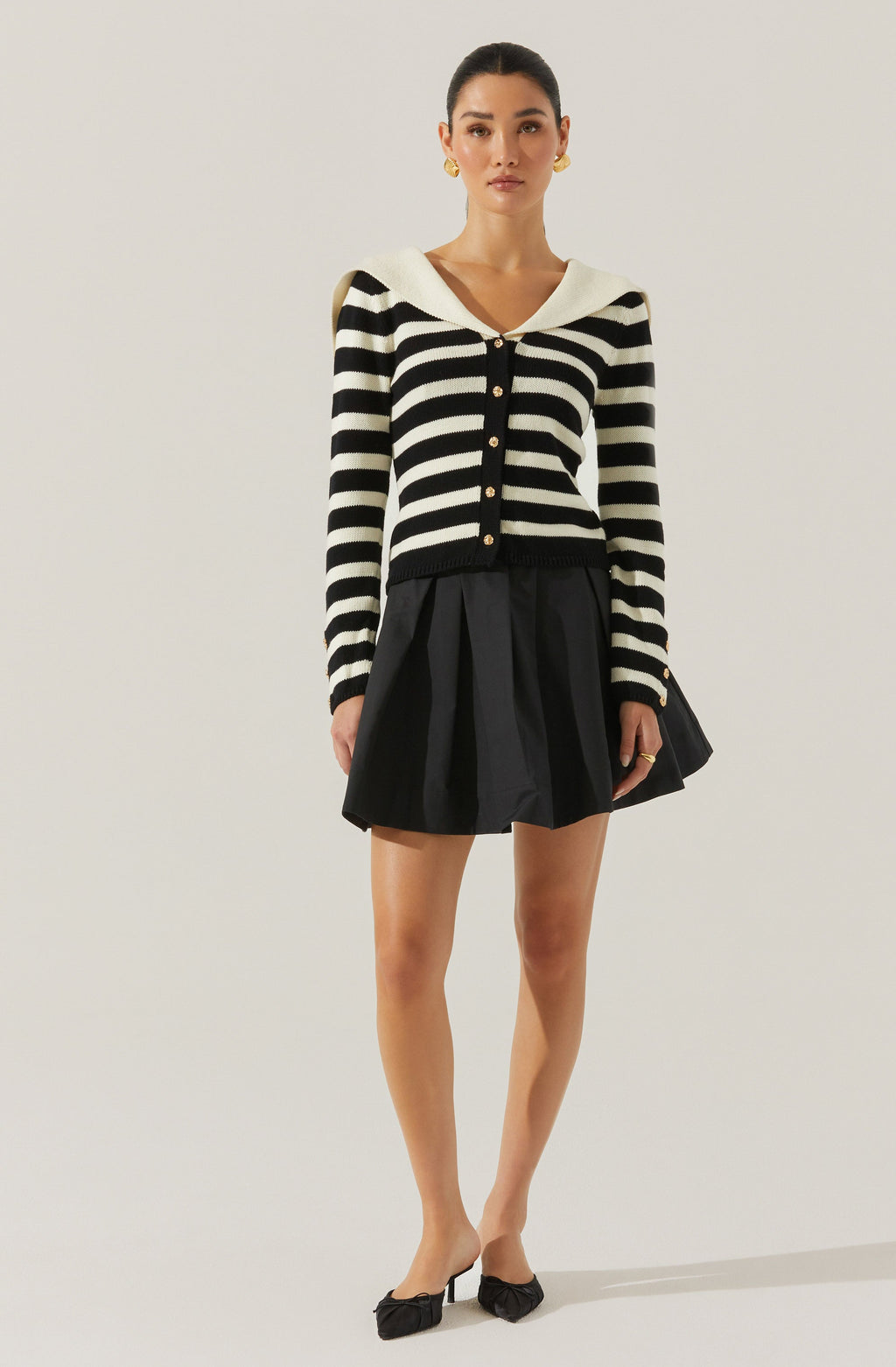 Analissa Stripe Sailor Collar Cardigan