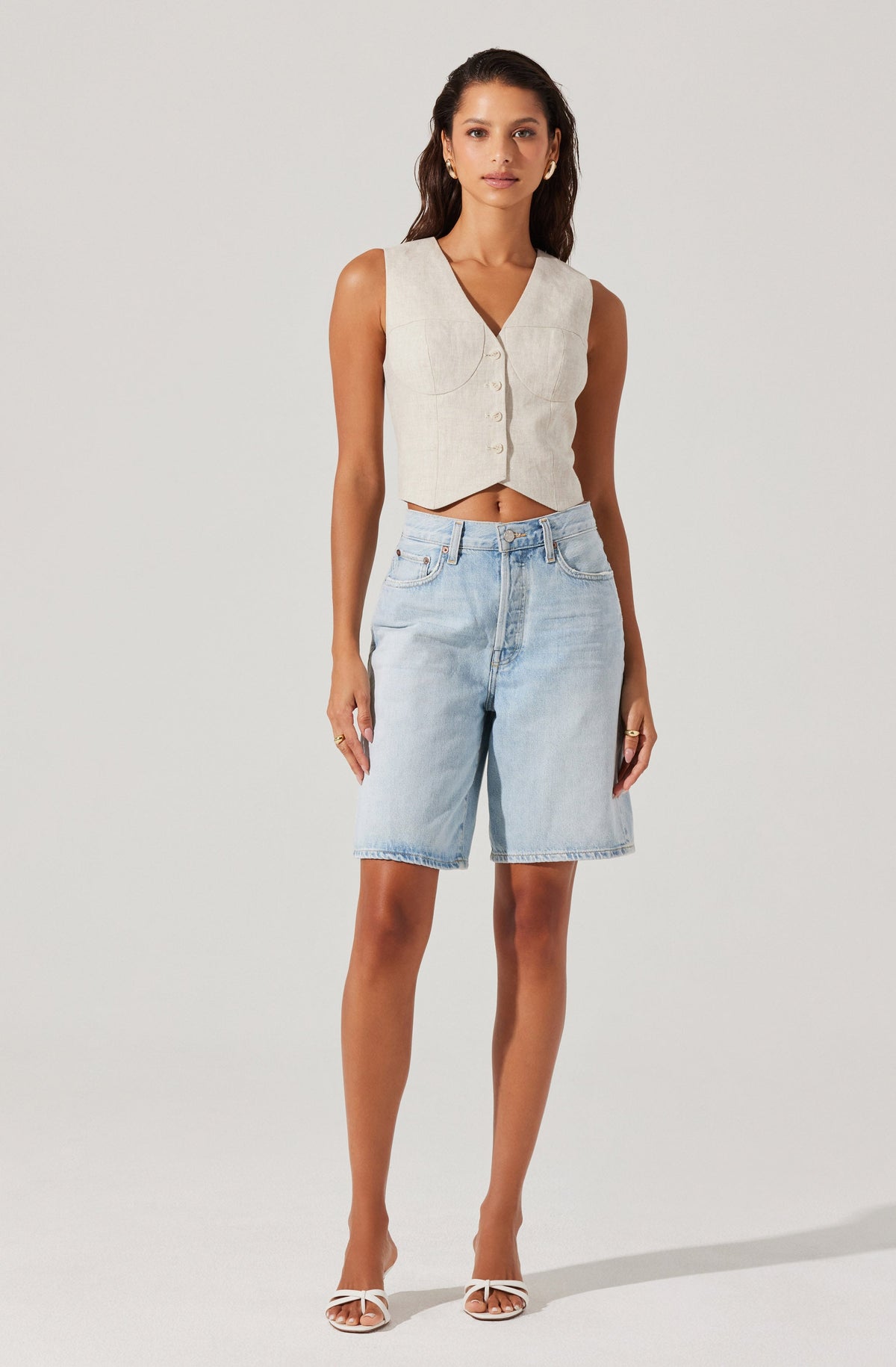 Ossa Linen Cropped Vest