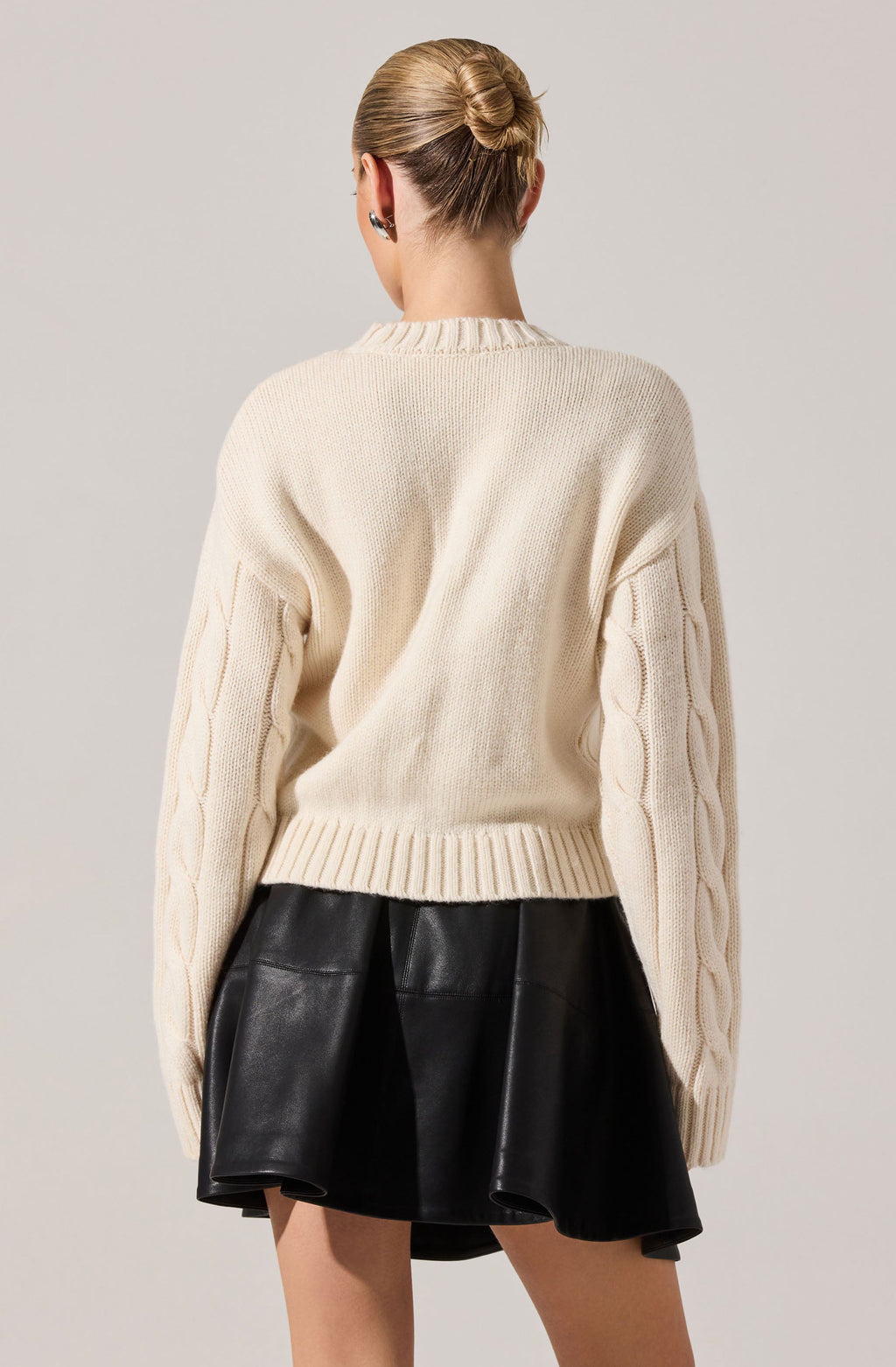 Pennina Pearl Embellished Cable Sweater
