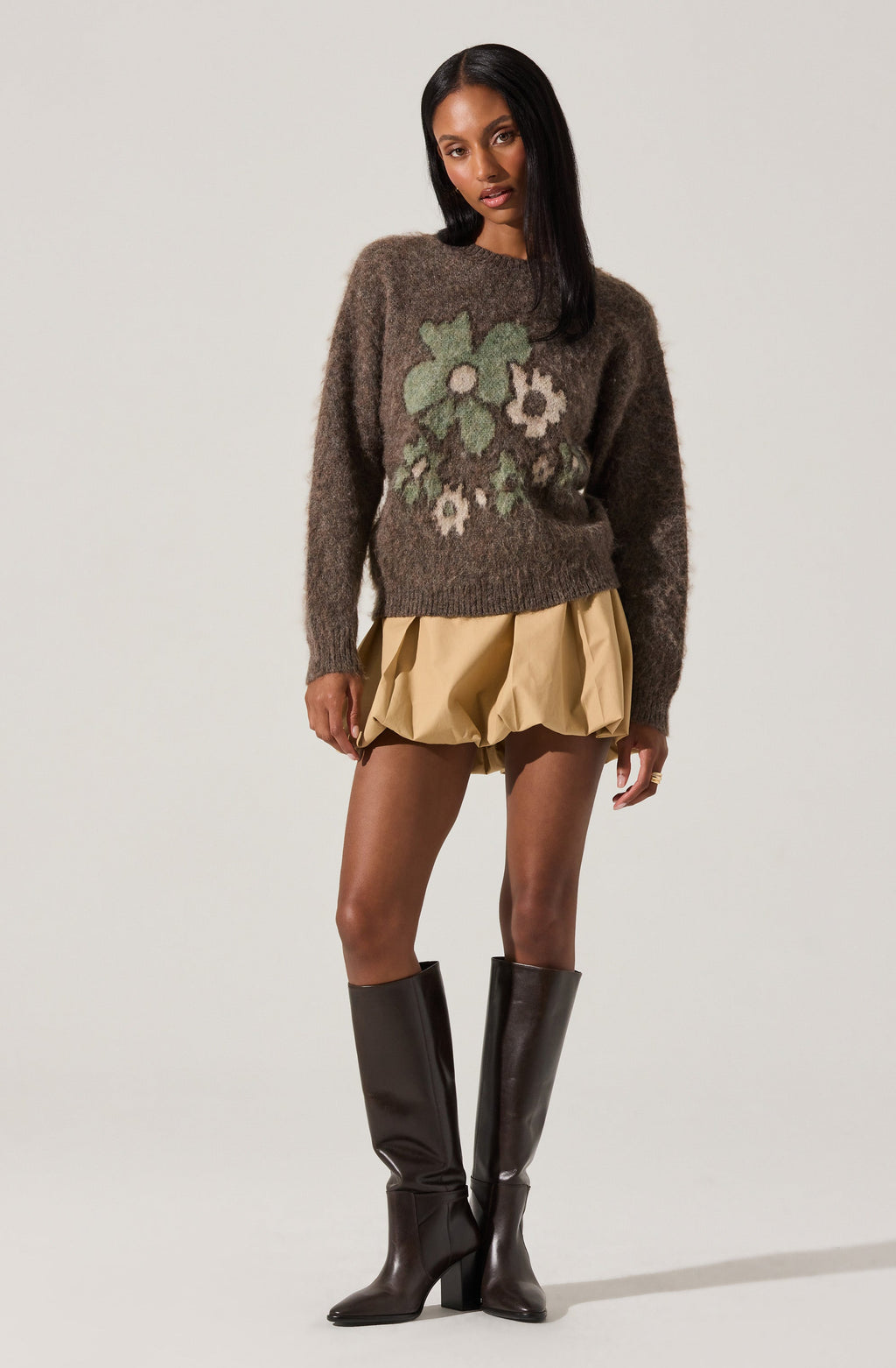 Conetta Brushed Knit Floral Sweater