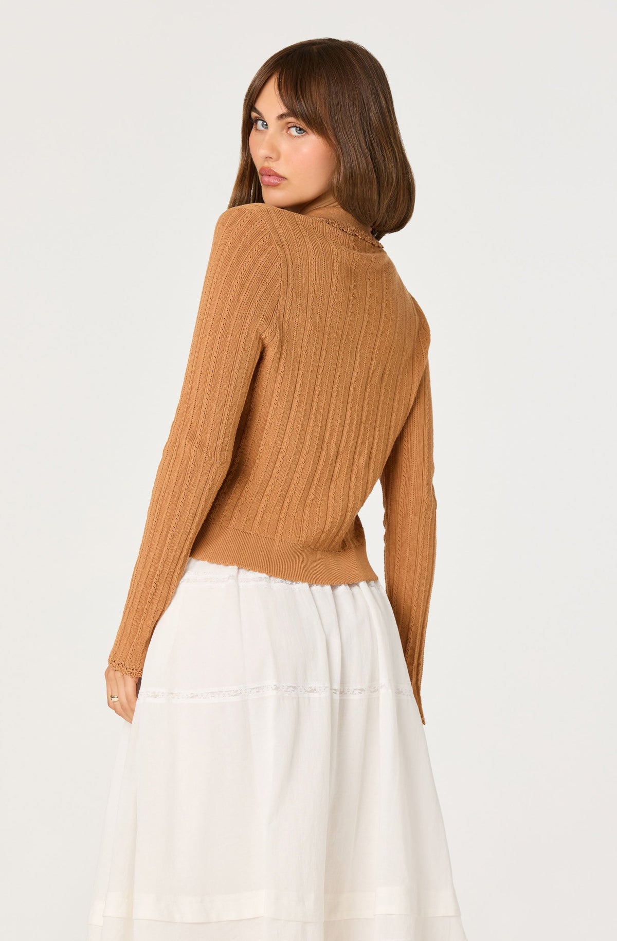 Kristen Pointelle Collar Cardigan