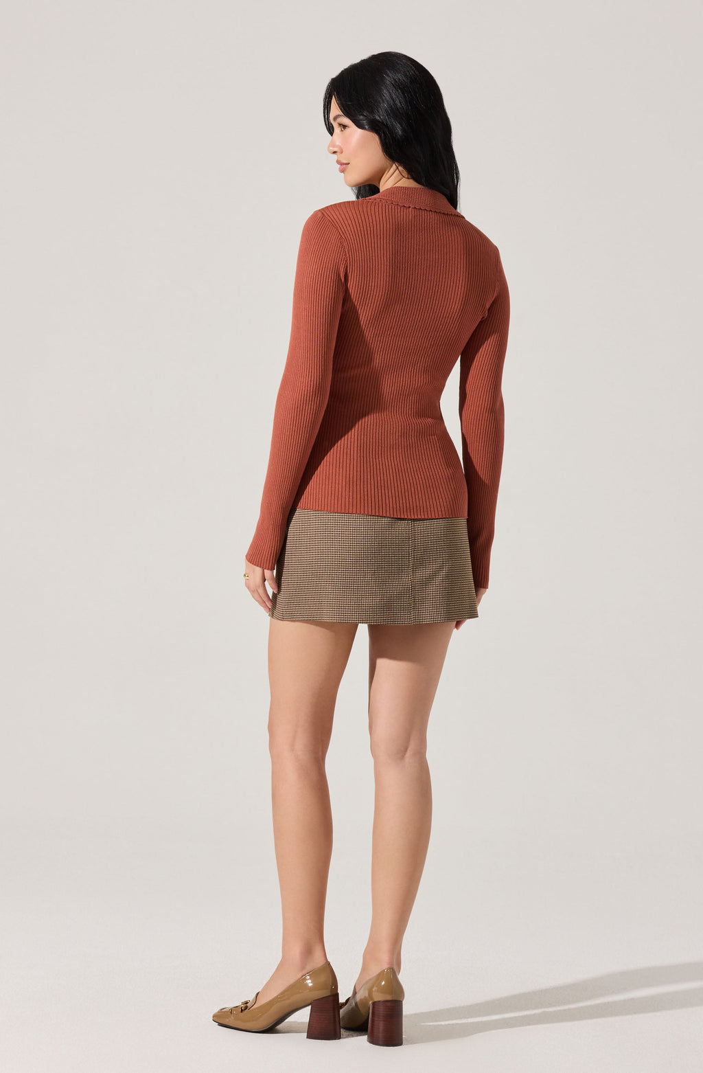 Keren Collared Ribbed Knit Cardigan