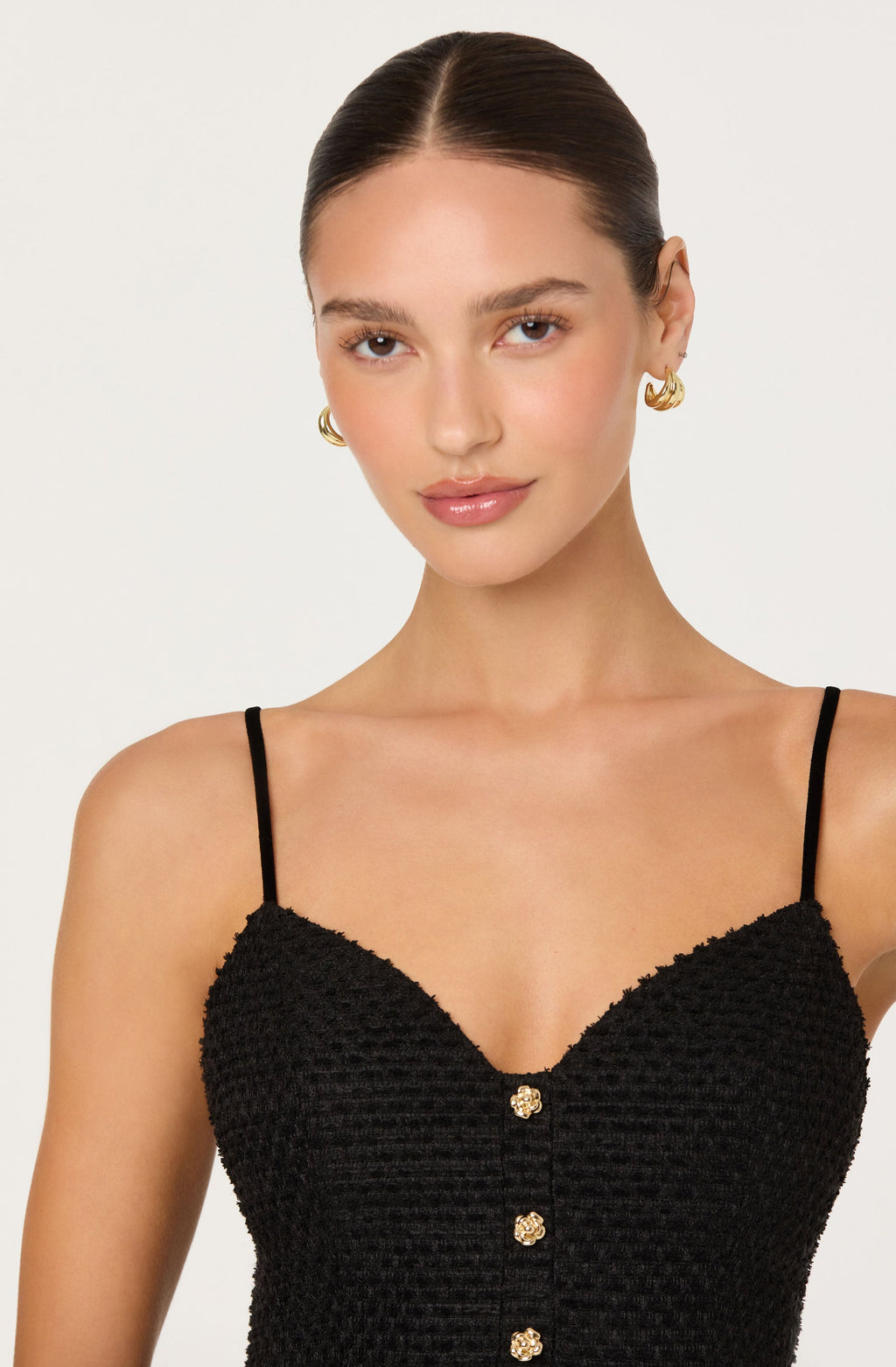 Paislee Tweed Sweetheart Peplum Top