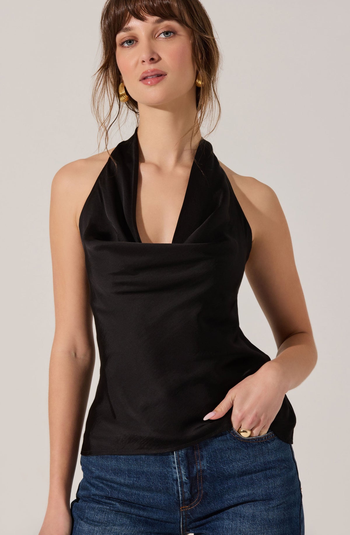 Zelenka Cowl Neck Halter Top