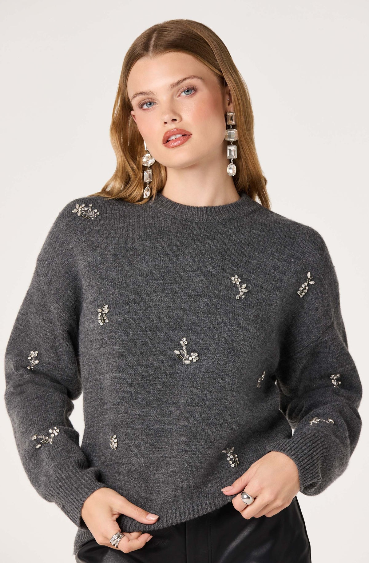 Selbie Rhinestone Embellished Knit Sweater