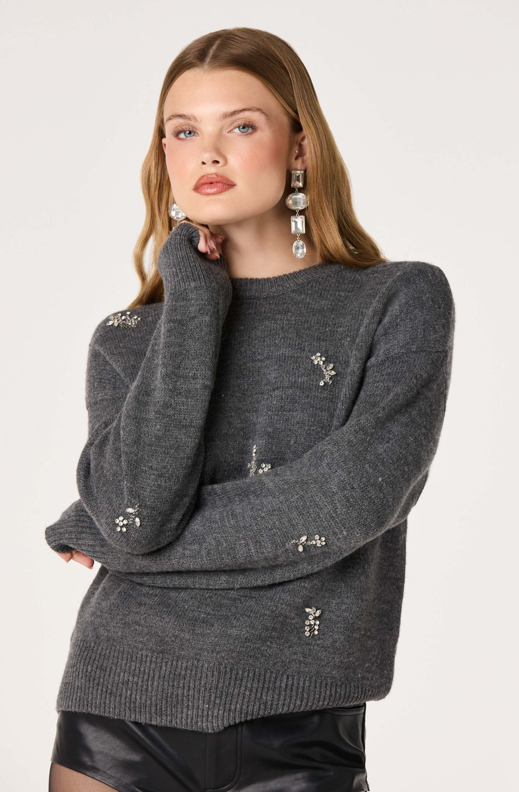 Selbie Rhinestone Embellished Knit Sweater