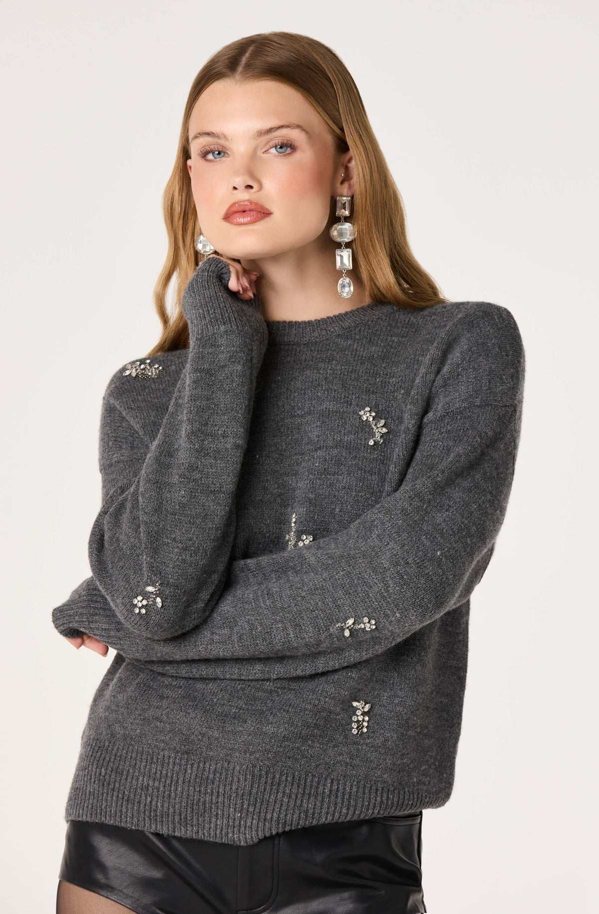 Selbie Rhinestone Embellished Knit Sweater
