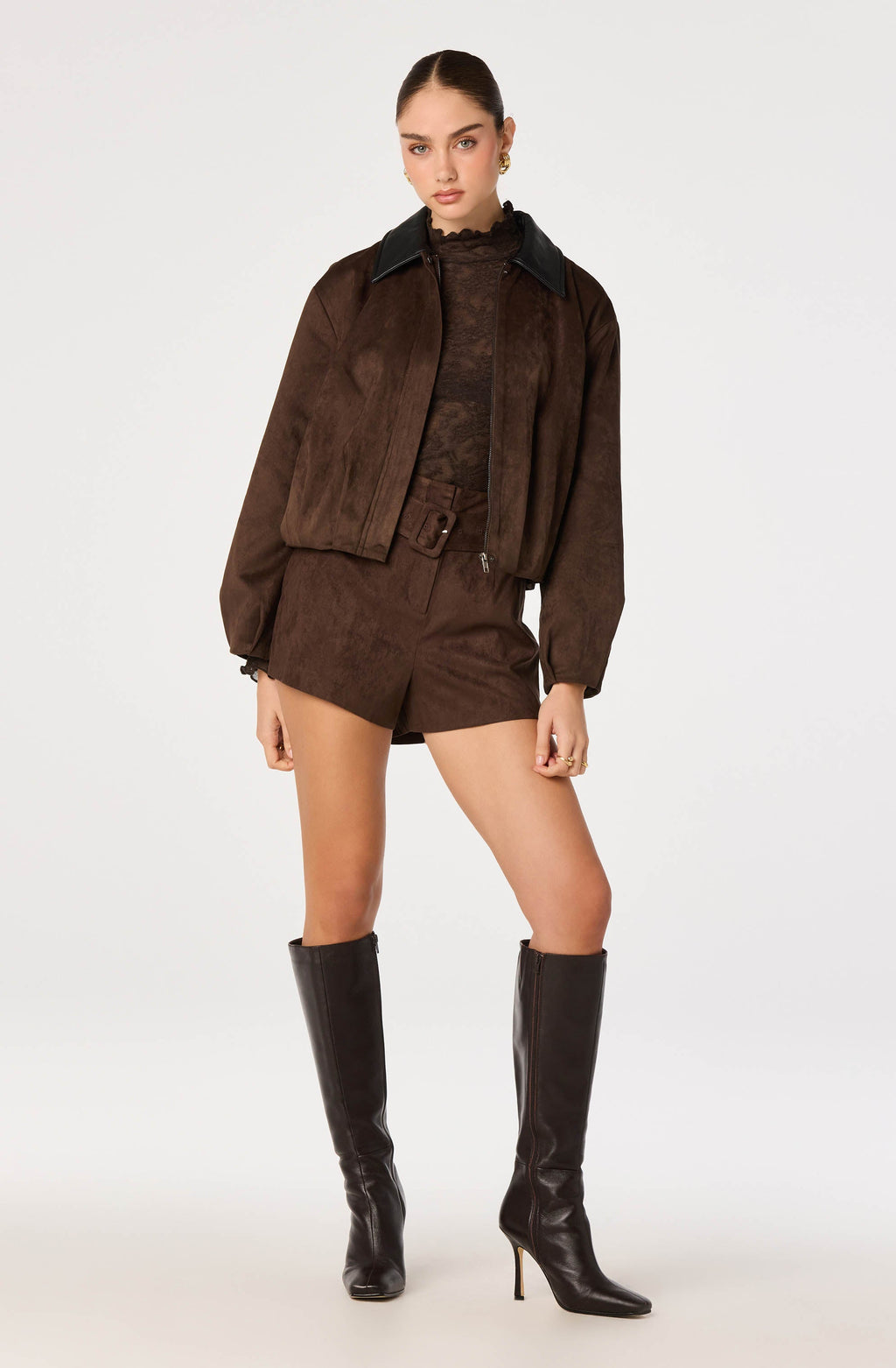 Raevin Faux Suede Bomber Jacket