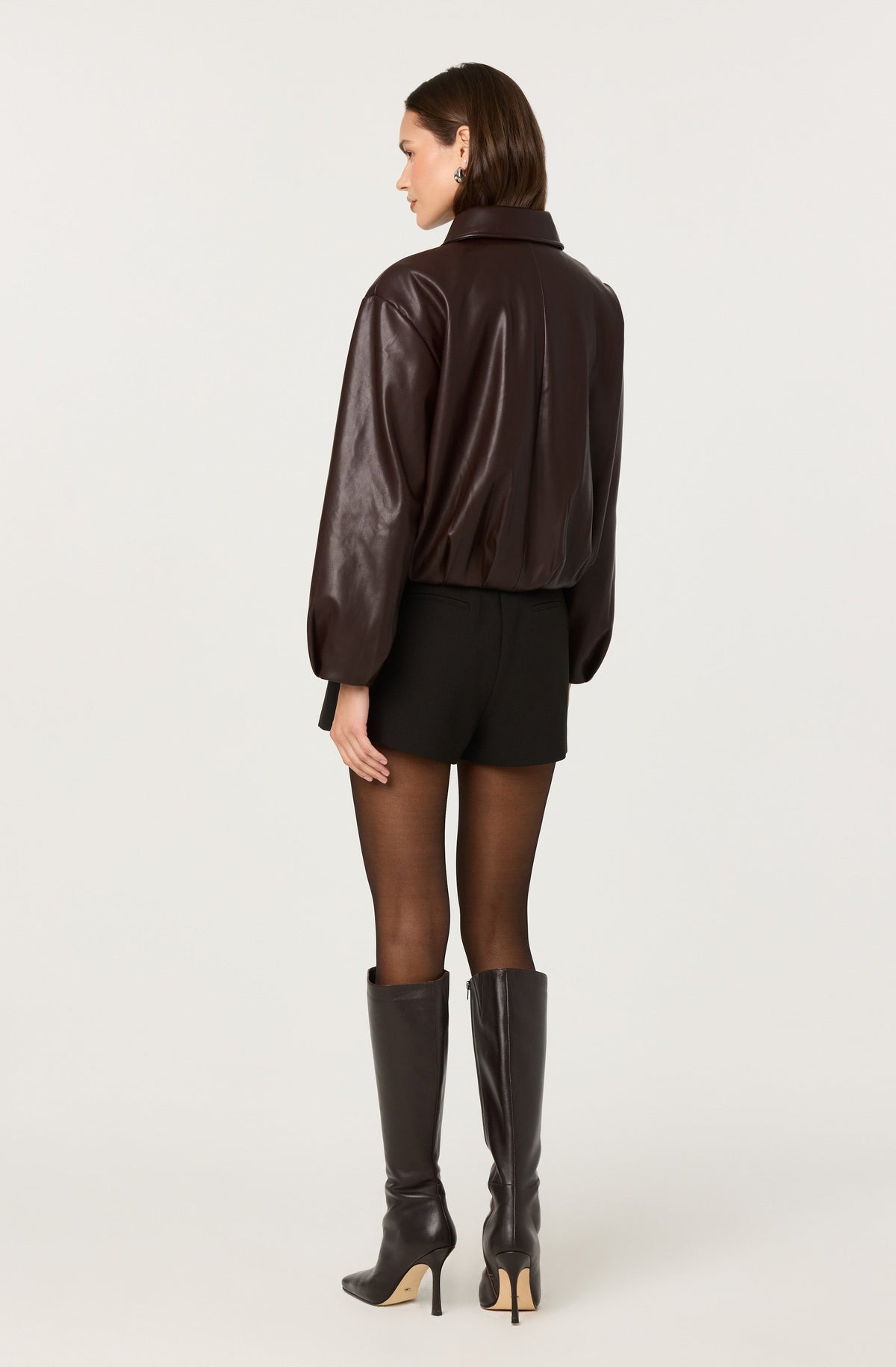 Raevin Faux Leather Bomber Jacket