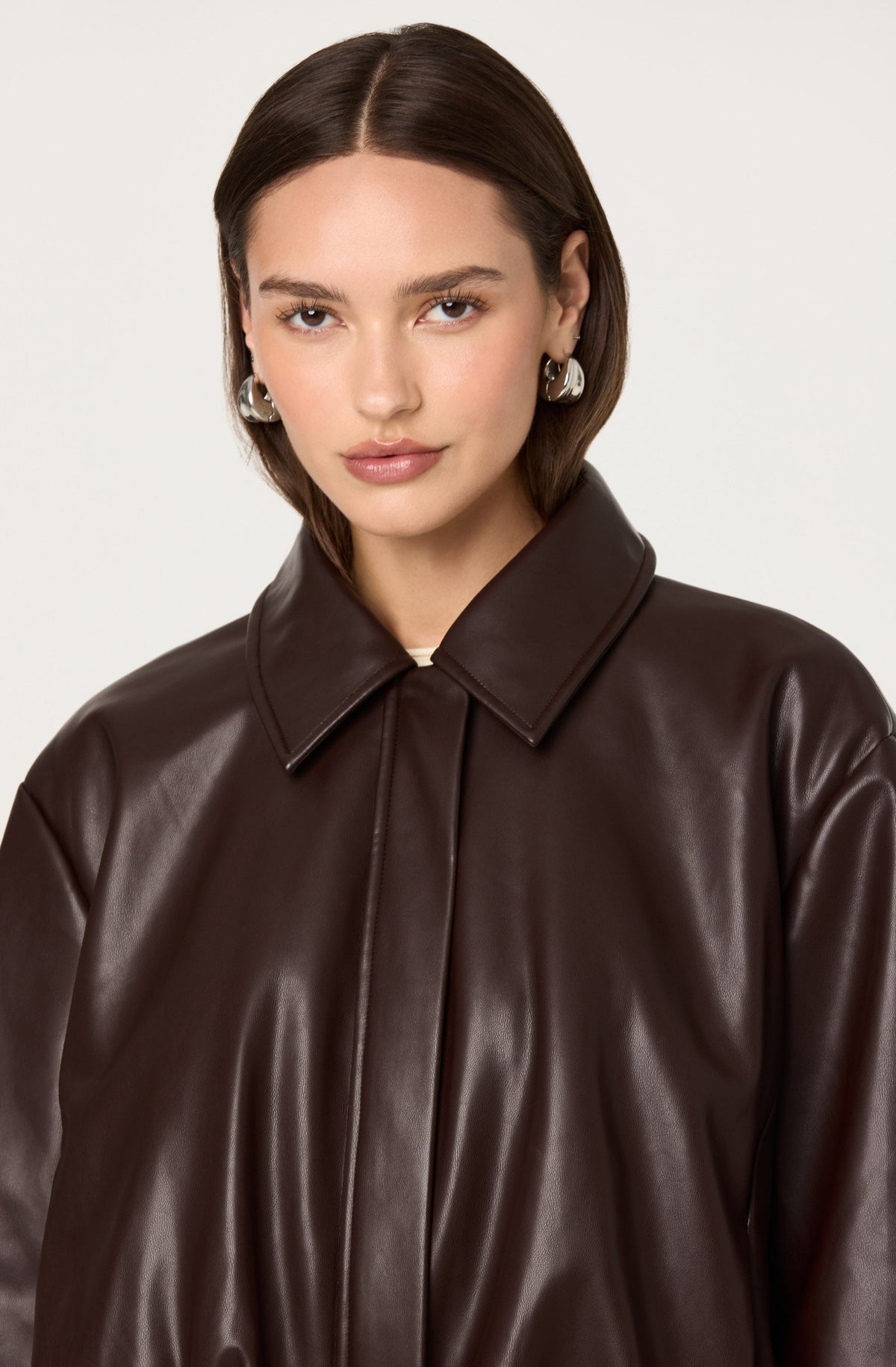 Raevin Faux Leather Bomber Jacket