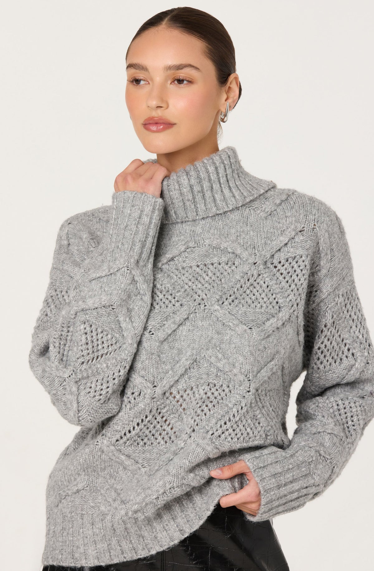 Janeth Diamond Knit Turtleneck Sweater