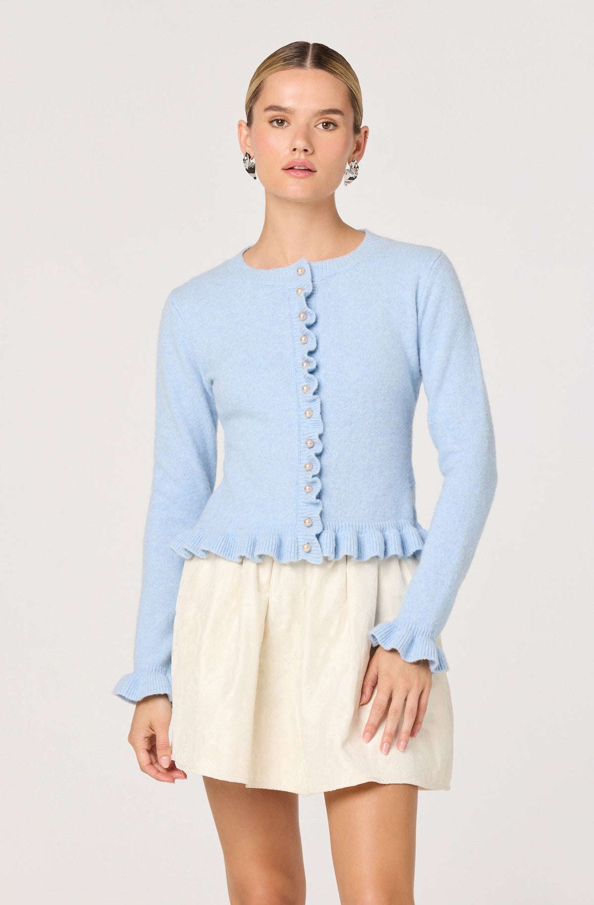 Eowyn Brushed Knit Pearl Button Cardigan