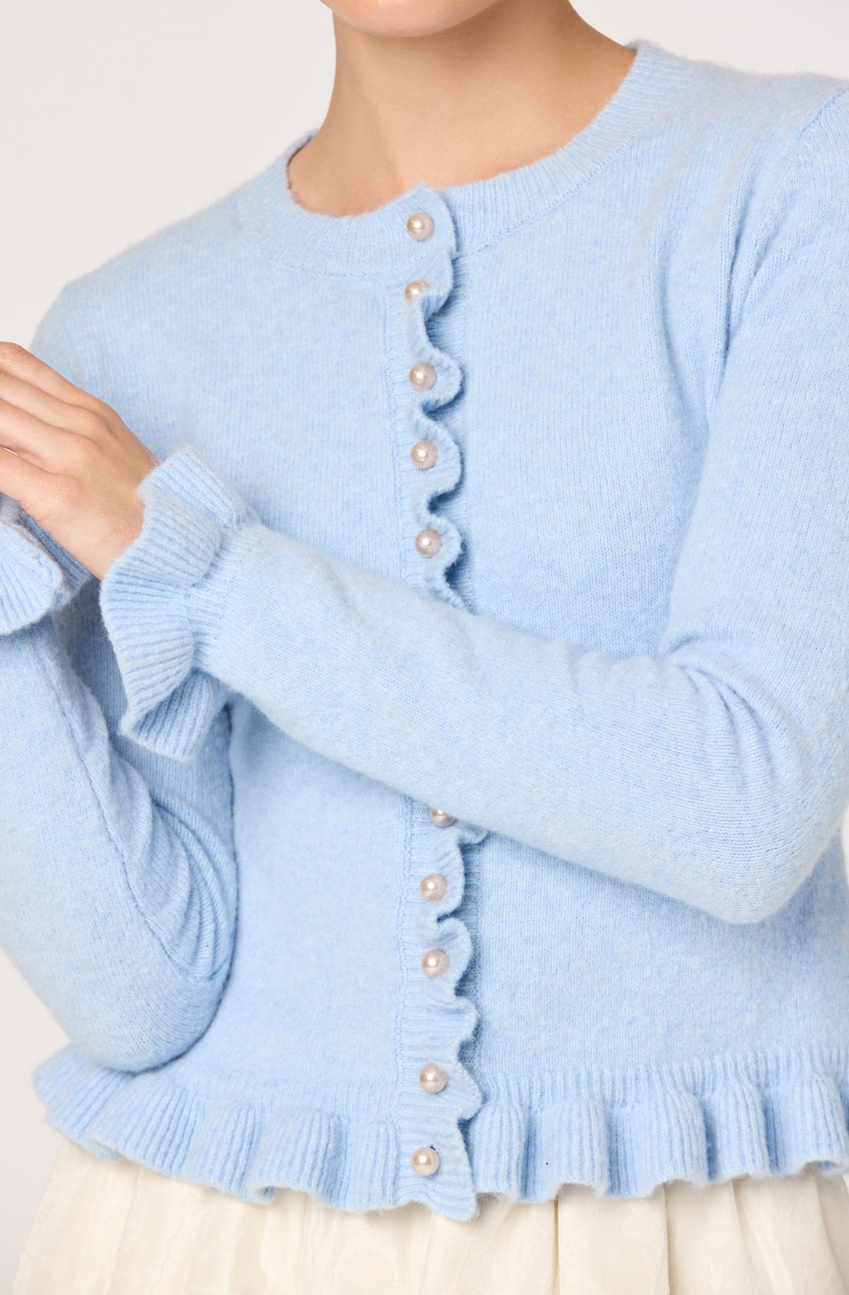 Eowyn Brushed Knit Pearl Button Cardigan