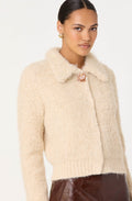 Karime Fuzzy Collared Cardigan