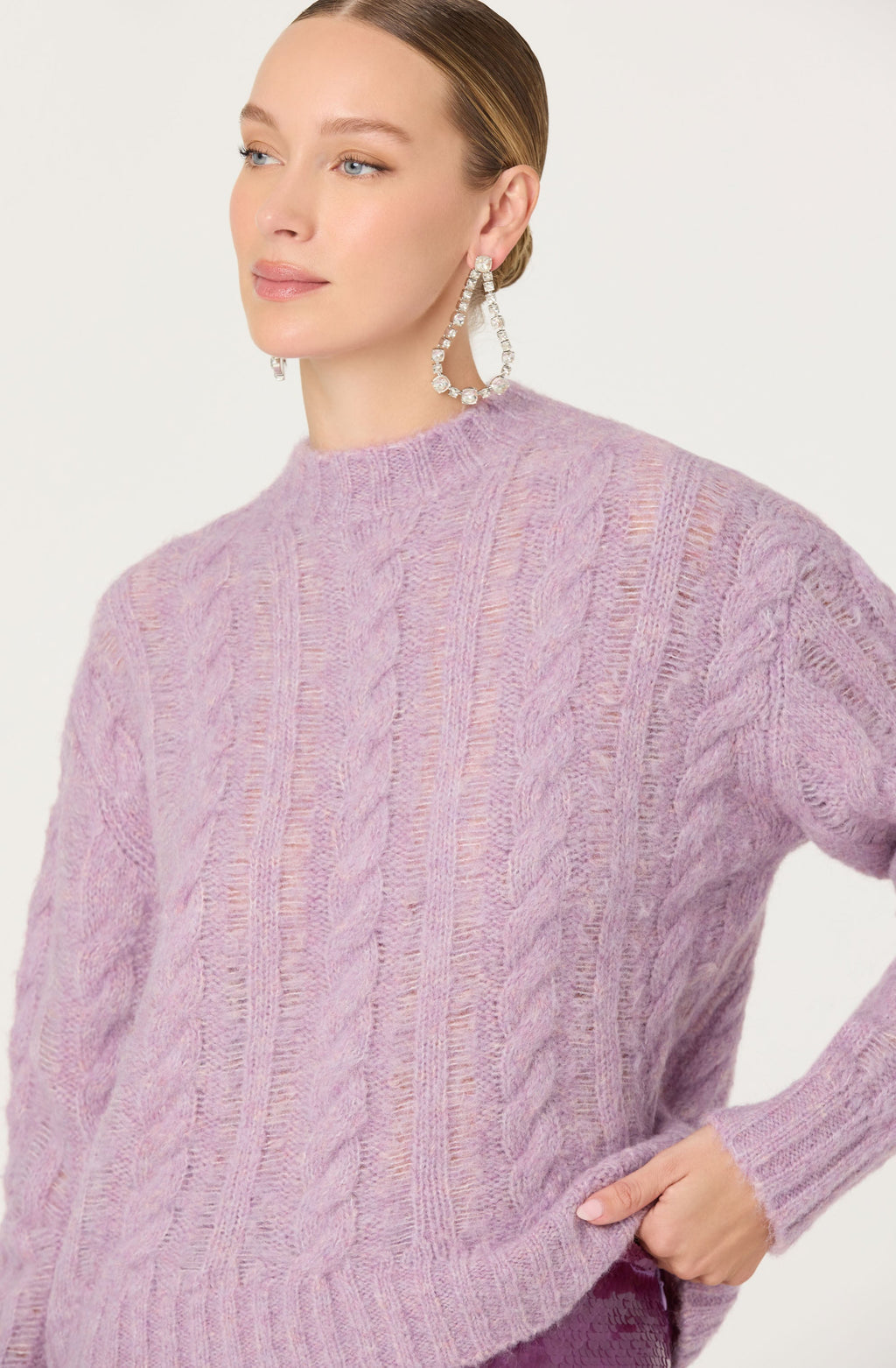 Violetta Cable Knit Crewneck Sweater