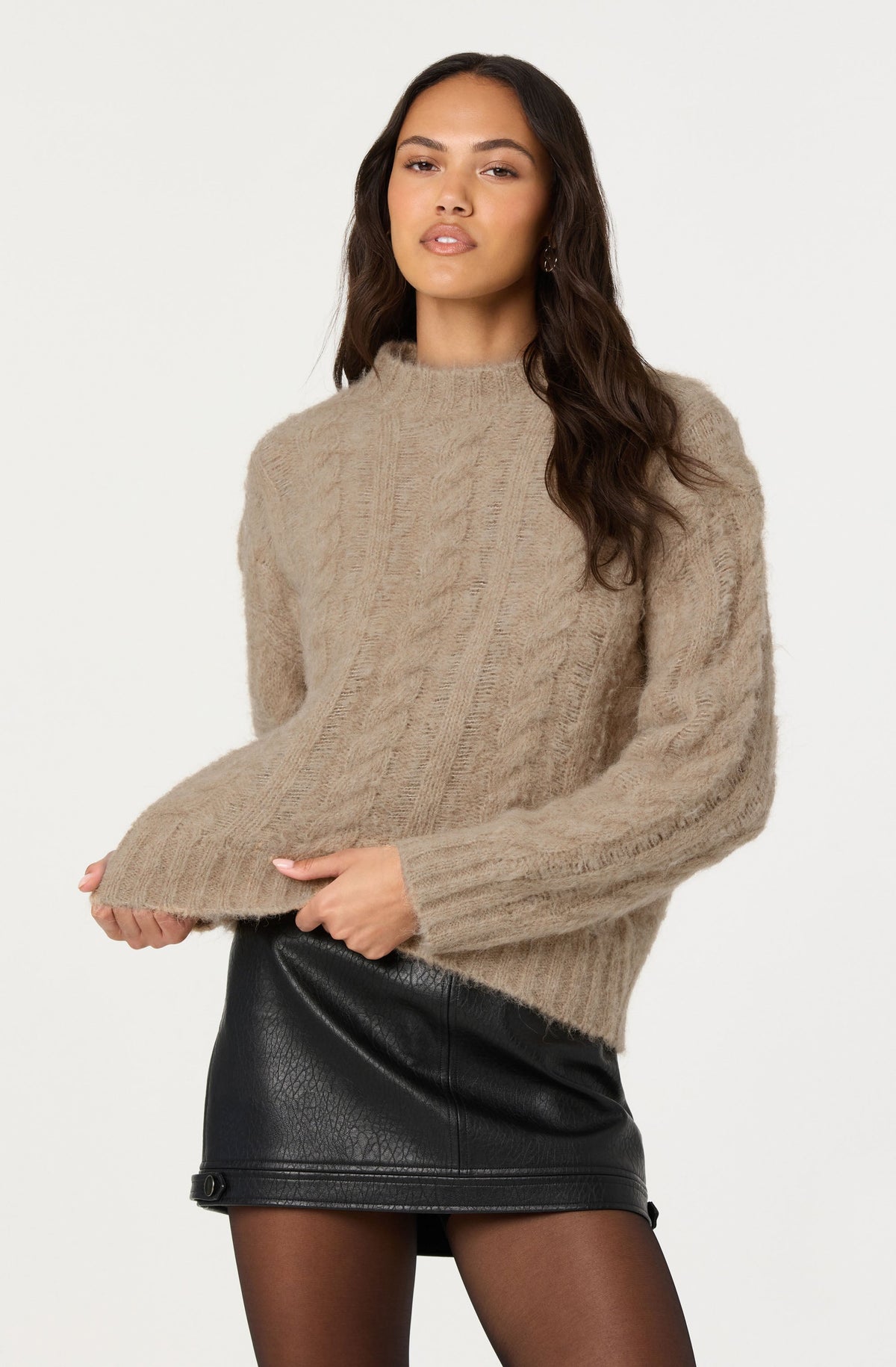 Violetta Cable Knit Crewneck Sweater