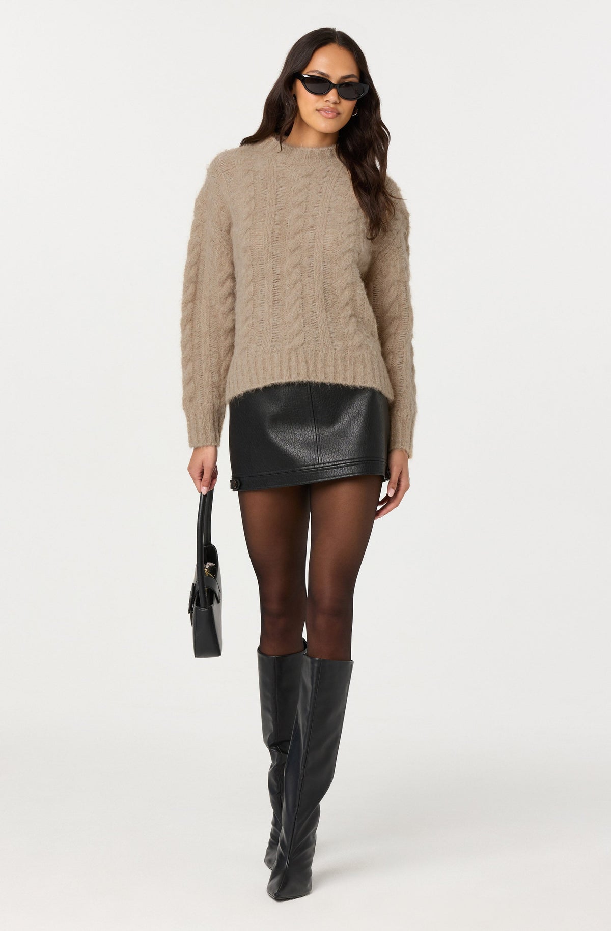 Violetta Cable Knit Crewneck Sweater