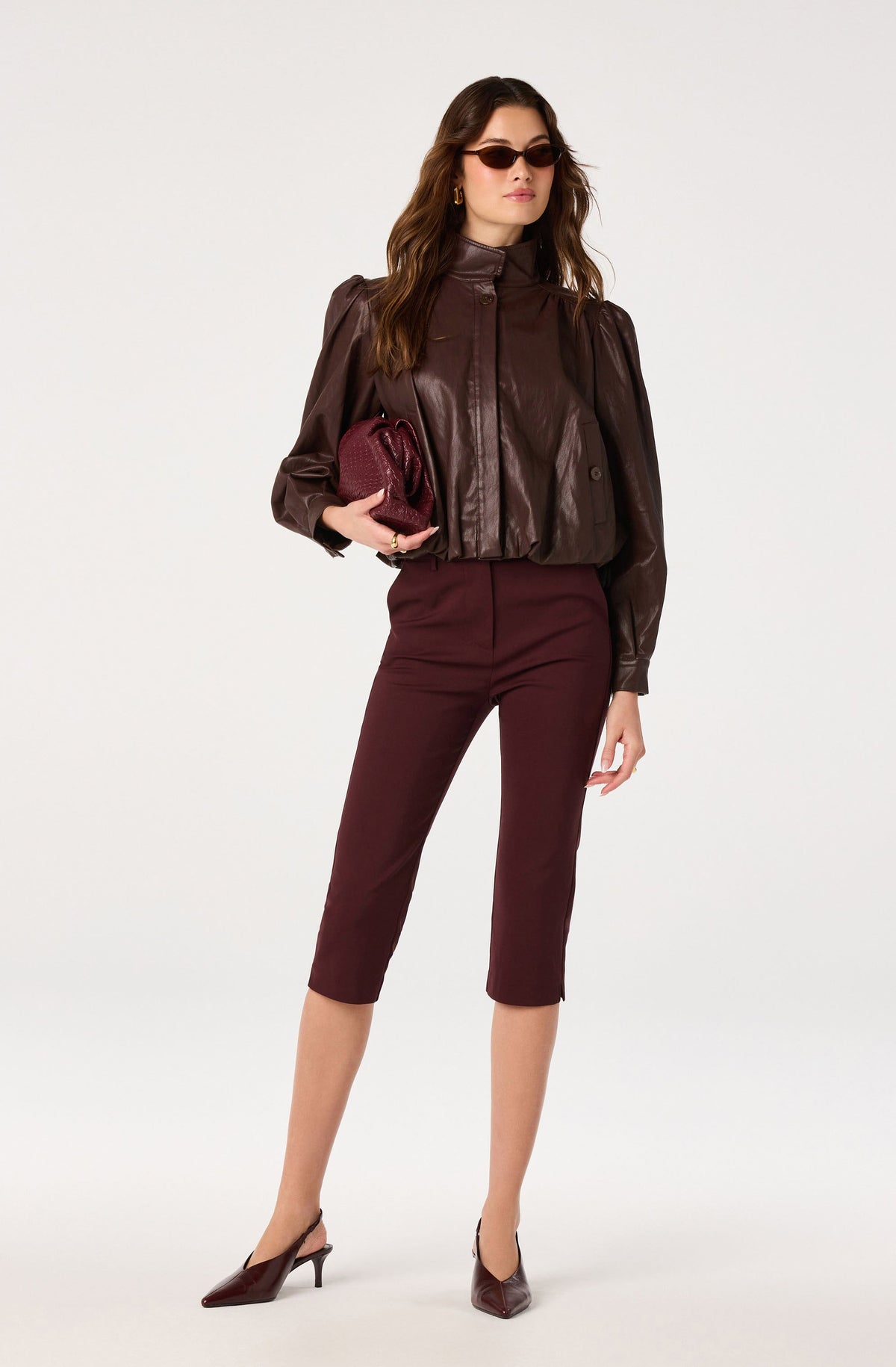 Estero Faux Leather Bomber Jacket