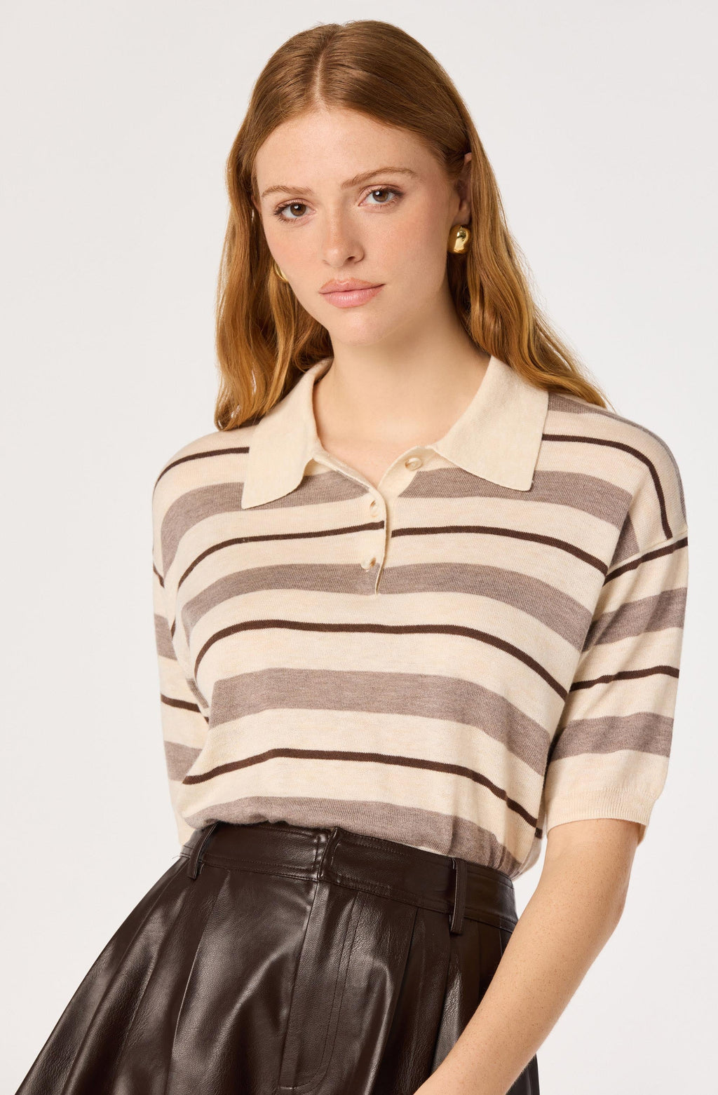 Scottie Striped Knit Polo Sweater