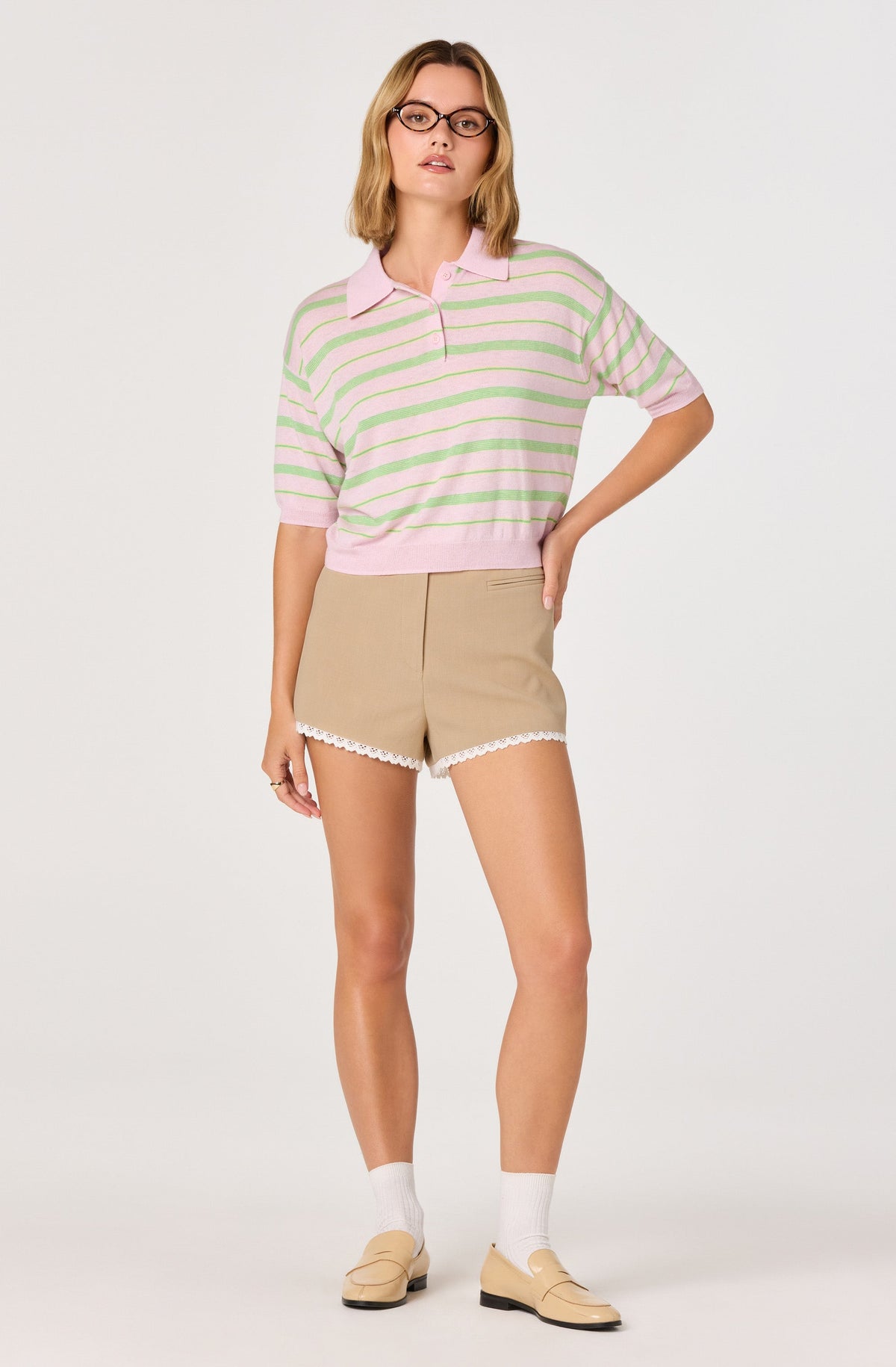 Scottie Striped Knit Polo Sweater