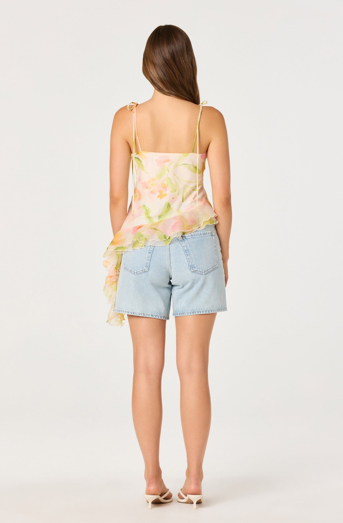Mejra Floral Ruffle Asymmetric Cami