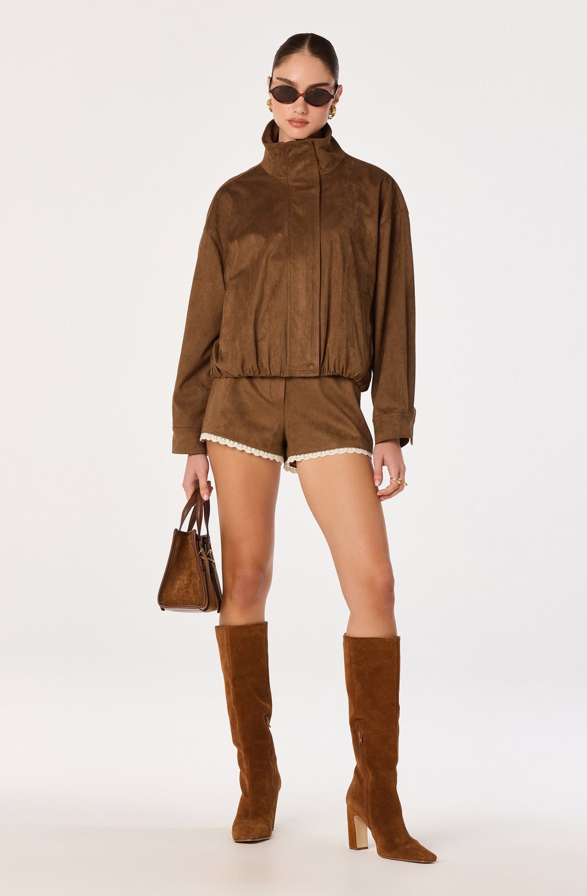 Cooper Faux Suede Bomber Jacket